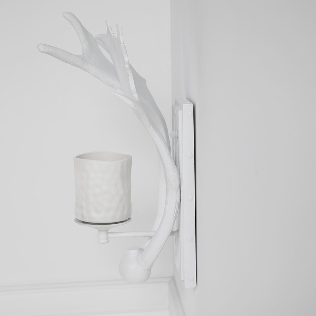 Rockland White Resin Antlers Wall Sconce