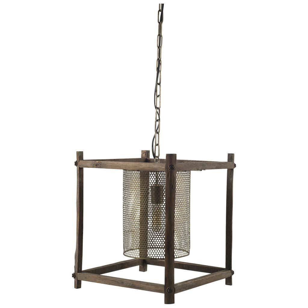 Keppler Perforated Metal and Wood Pendant Light