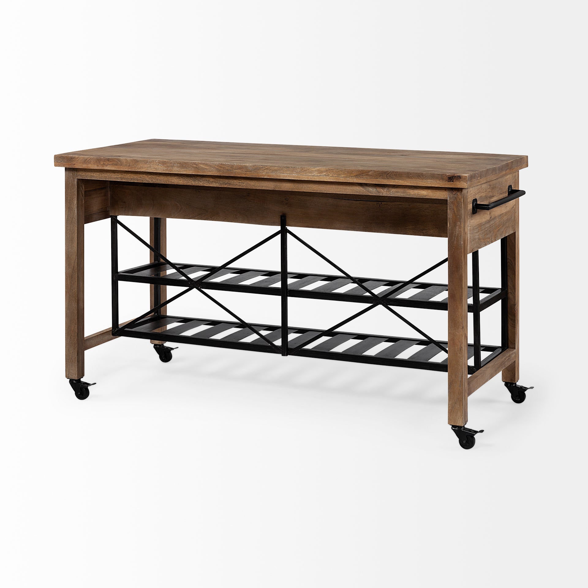 Stuart I Brown Solid Wood Top 2-Tier Black Metal Rolling Kitchen Island Kitchen Islands Mercana , Black Friday Sale Mercana Furniture Sale, Old Bones Co, Mid Century Furniture Sale, Four Hands Furniture, Black Friday Sale Stuart I Brown Solid Wood Top 2-Tier Black Metal Rolling Kitchen Island,Gus Sale, Perigold Stuart I Brown Solid Wood Top 2-Tier Black Metal Rolling Kitchen Island Kitchen Islands Black Friday Sale , Perigold Sale Stuart I Brown Solid Wood Top 2-Tier Black Metal Rolling Kitchen Island,Stuar