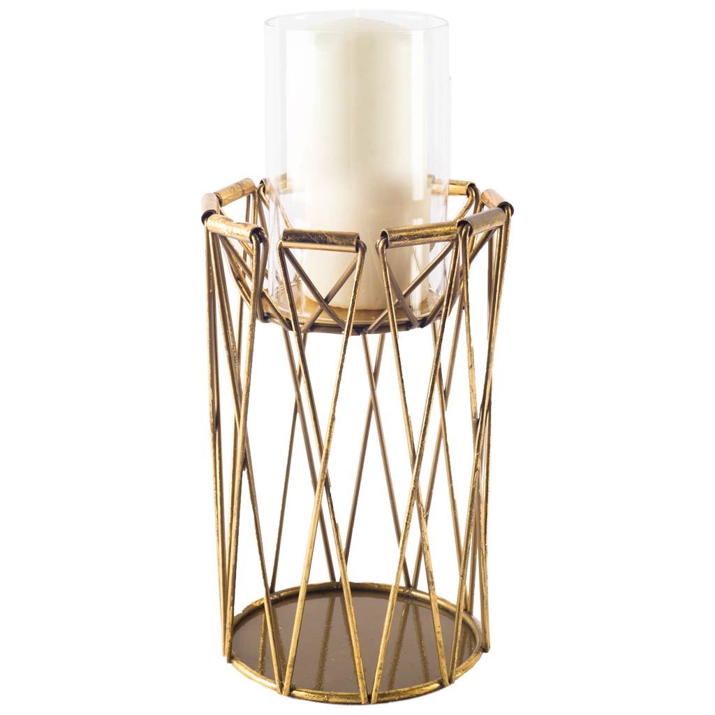 Othello Antiqued Brass Metal Table Candle Holder