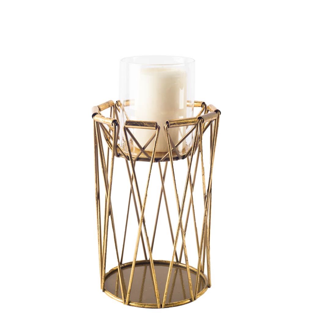 Othello Antiqued Brass Metal Table Candle Holder