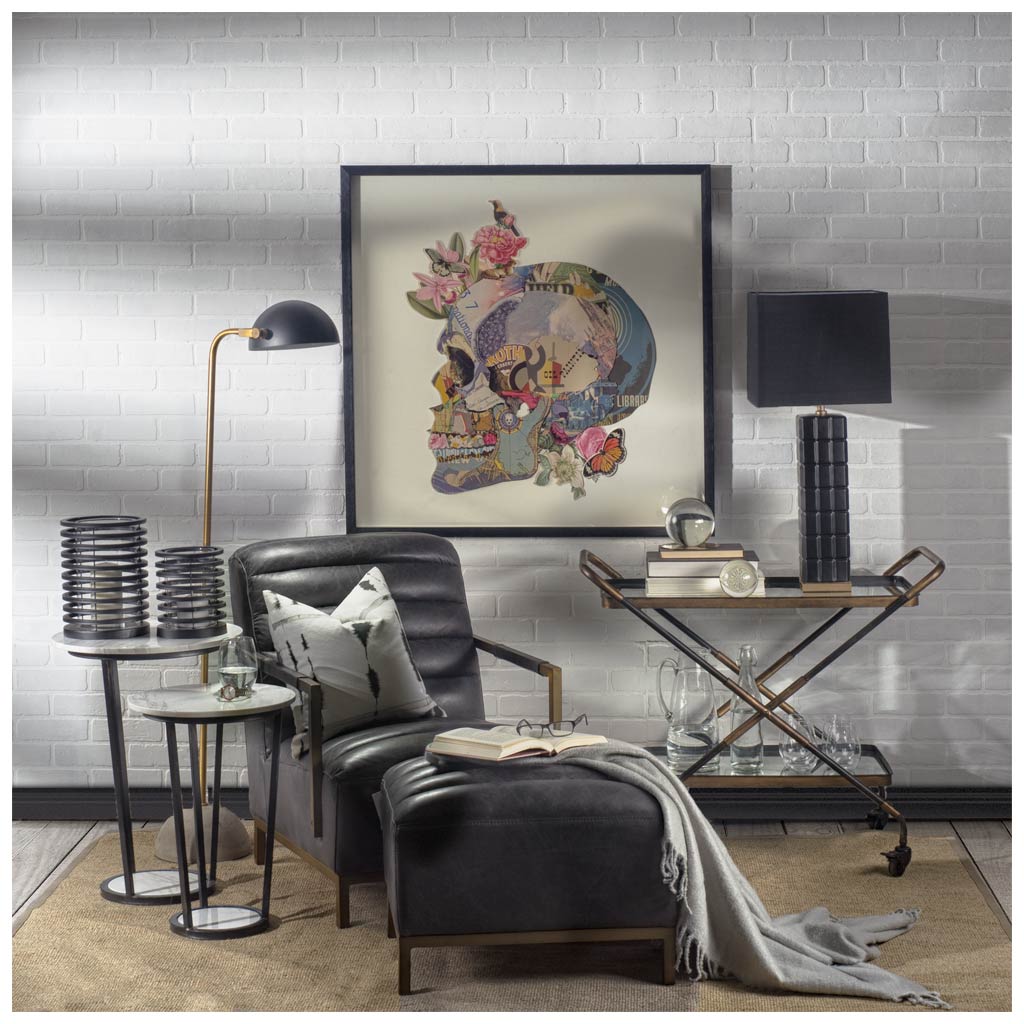 Denmark Black with Gold Concrete Base Metal Shade Floor Lamp