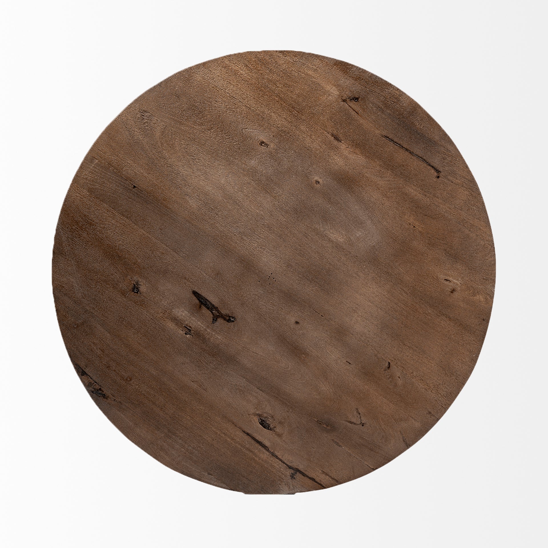 Triumph 40" Round Brown Solid Wood Top Black Metal Base Coffee Table