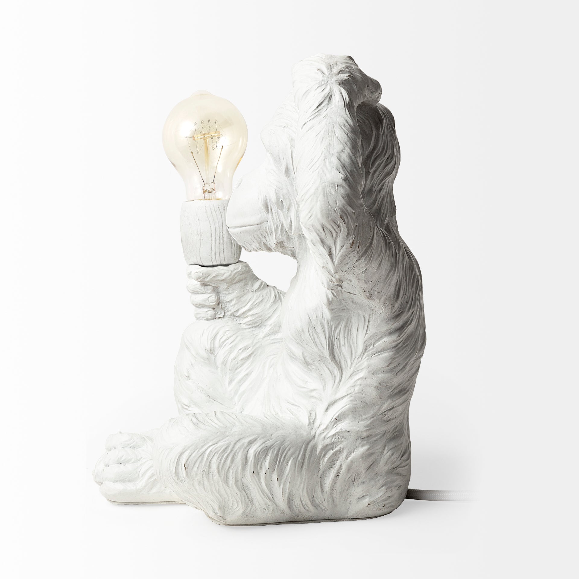 Simia White Resin Playful Monkey Table Lamp