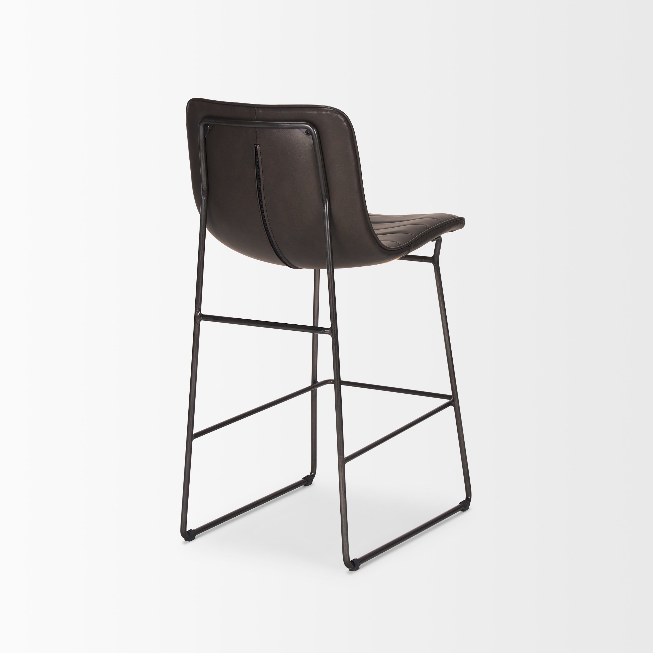 Meritt 37"H Black Faux-Leather Seat with Black Metal Frame Stool