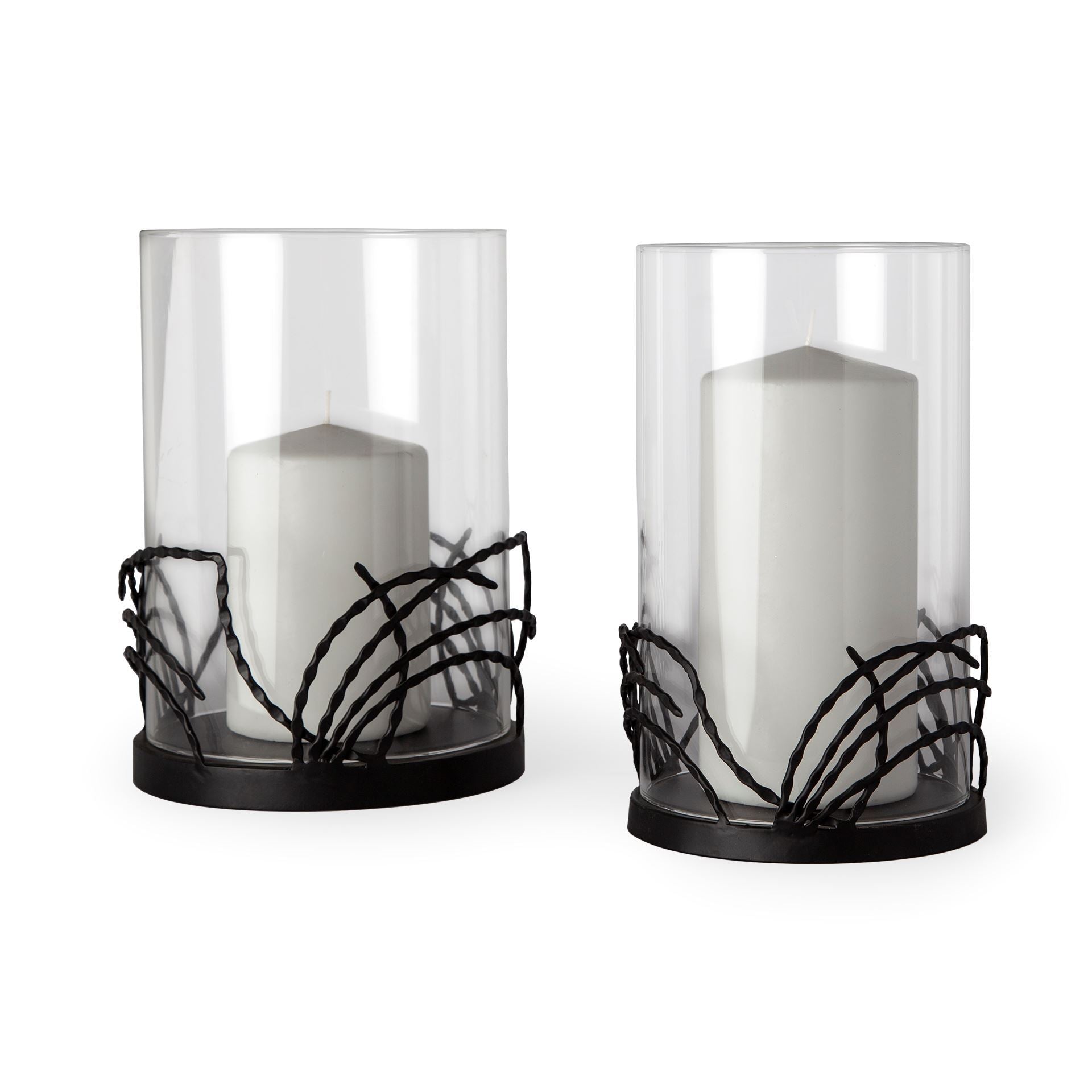 Cutlass I Black Metal Base Table Candle Holders - Set of Two