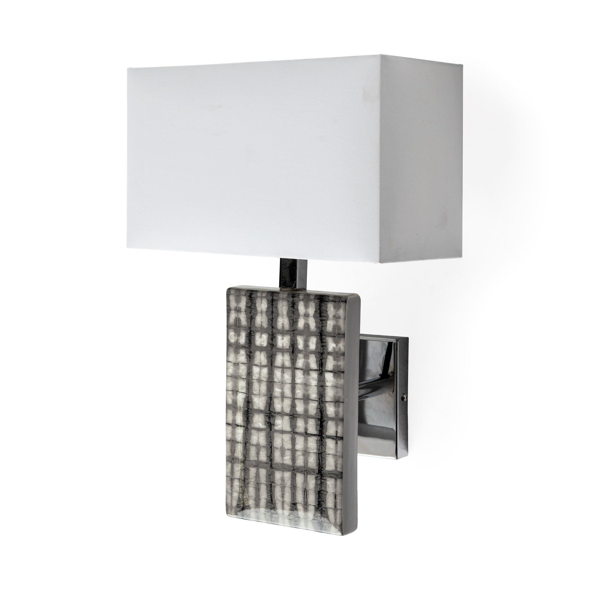 Arcadia II Silver Chrome Base White Rectangular Shade Wall Sconce