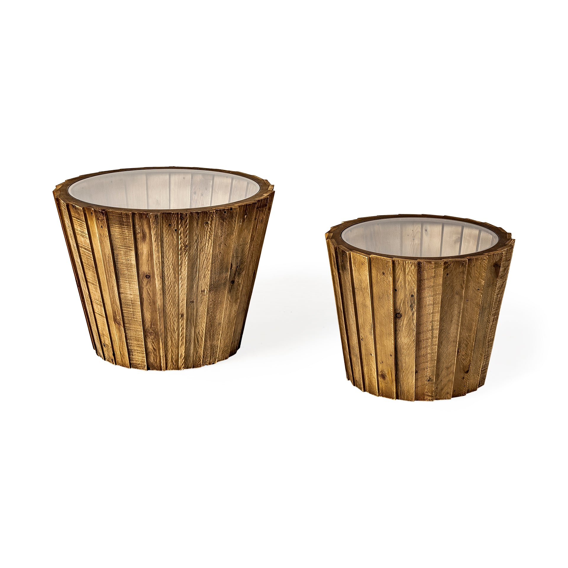 John Paul Brown Wood with Glass Accent Tables - Set of 2