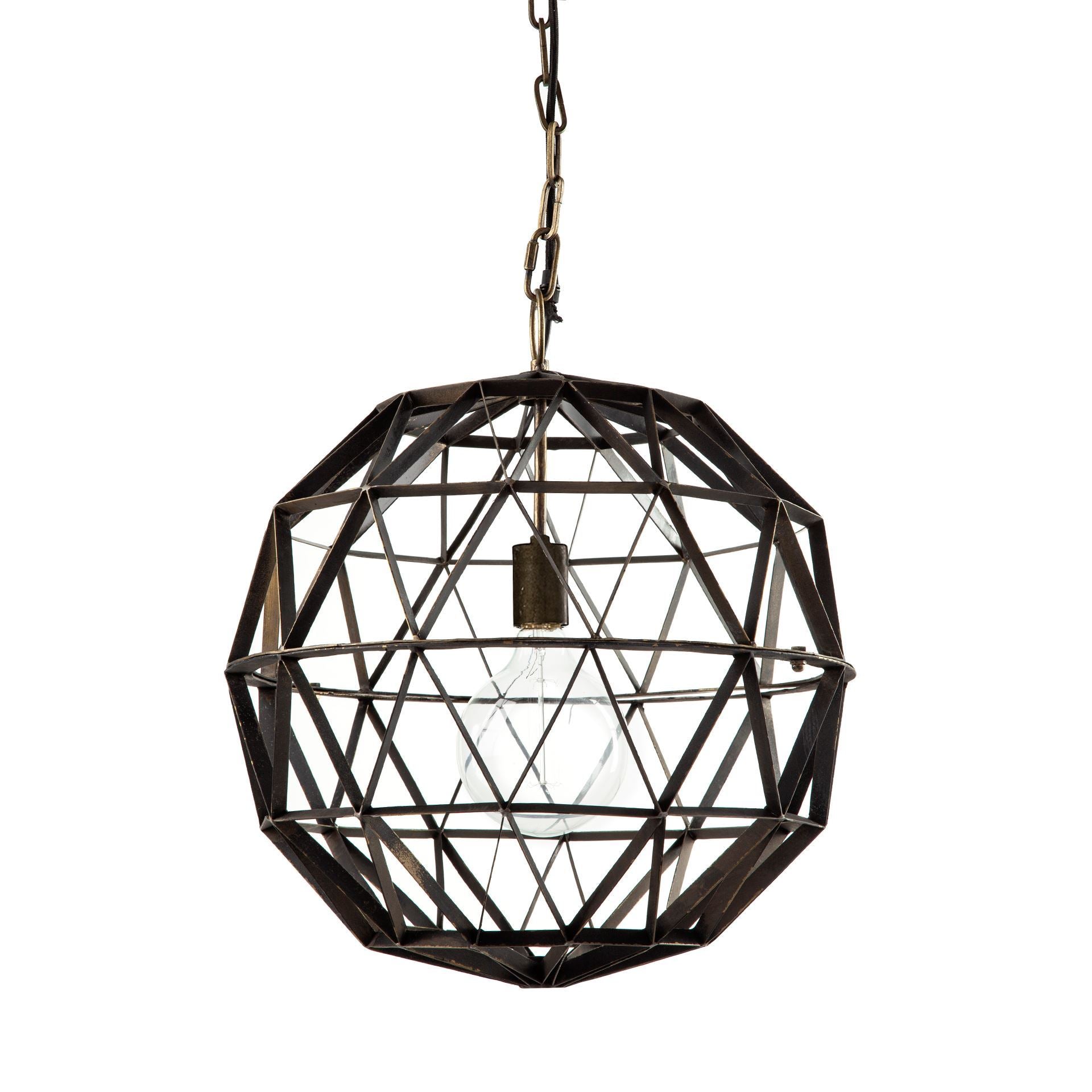 Dyson I Black Metal Triangular Orb Pendant Light