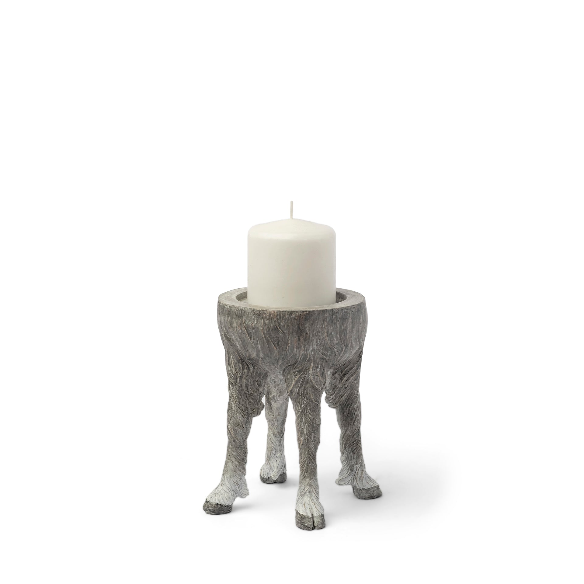 Pan Gray Ceramic Hoofed Table Candle Holder