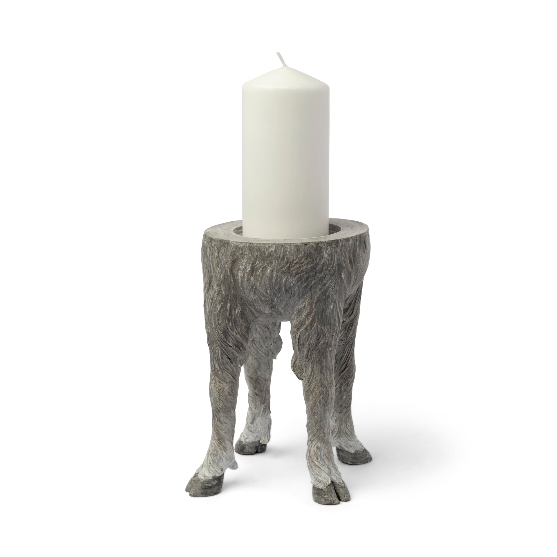 Pan Gray Ceramic Hoofed Table Candle Holder