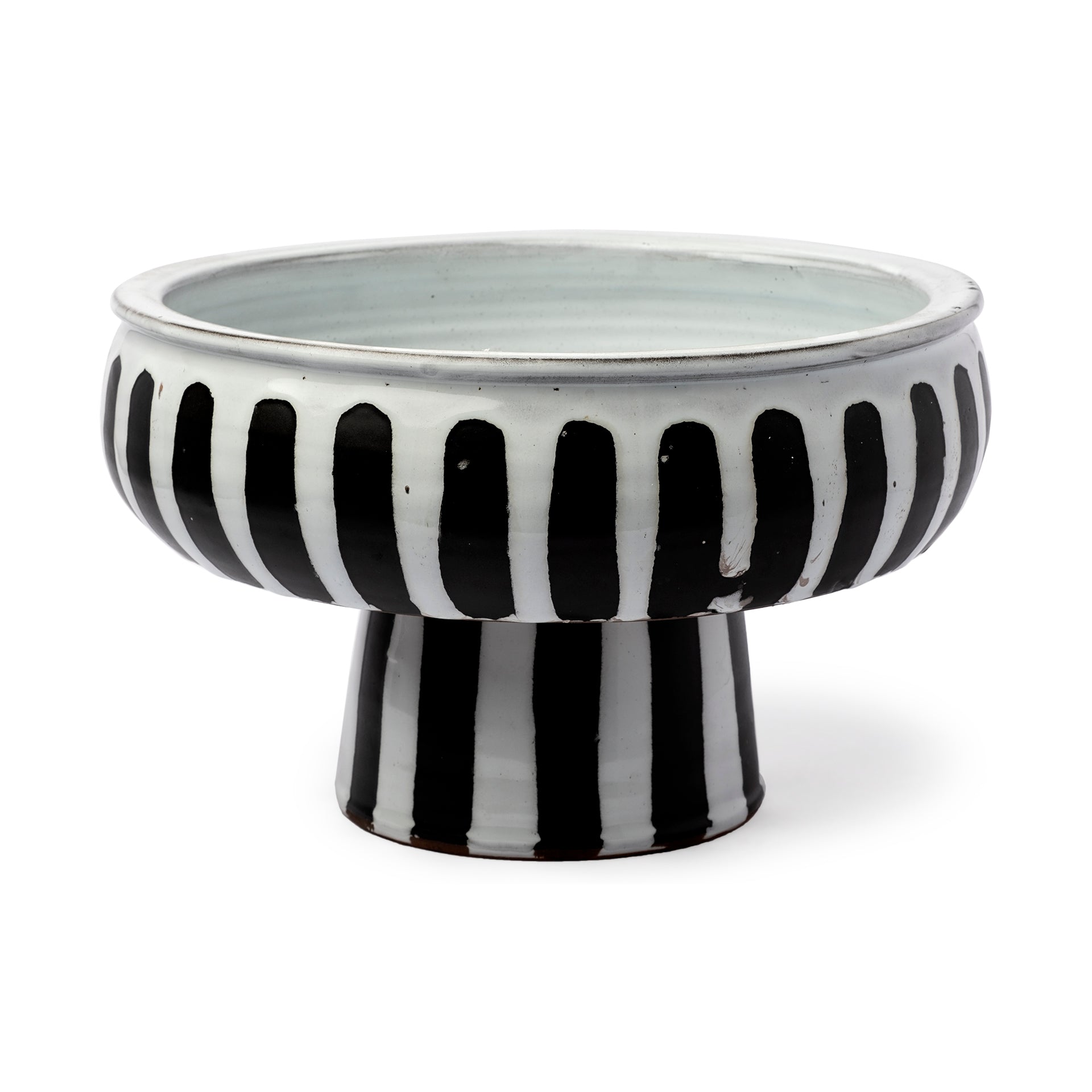 Lexington White Ceramic Striped Bowl