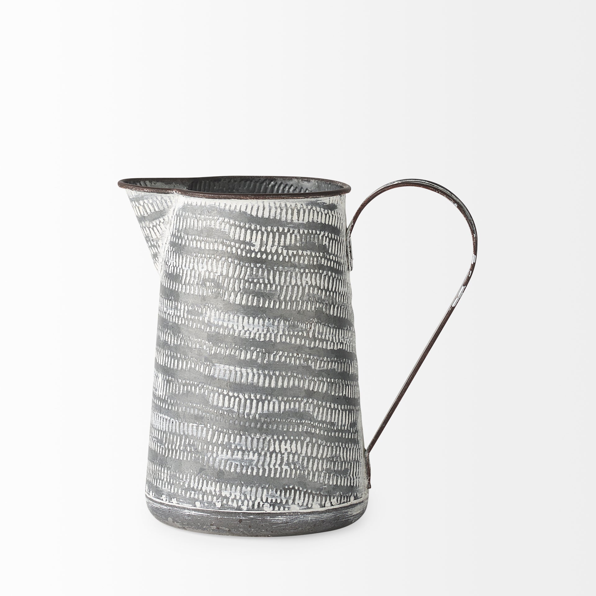 Serena Gray with White Textured Metal Jug