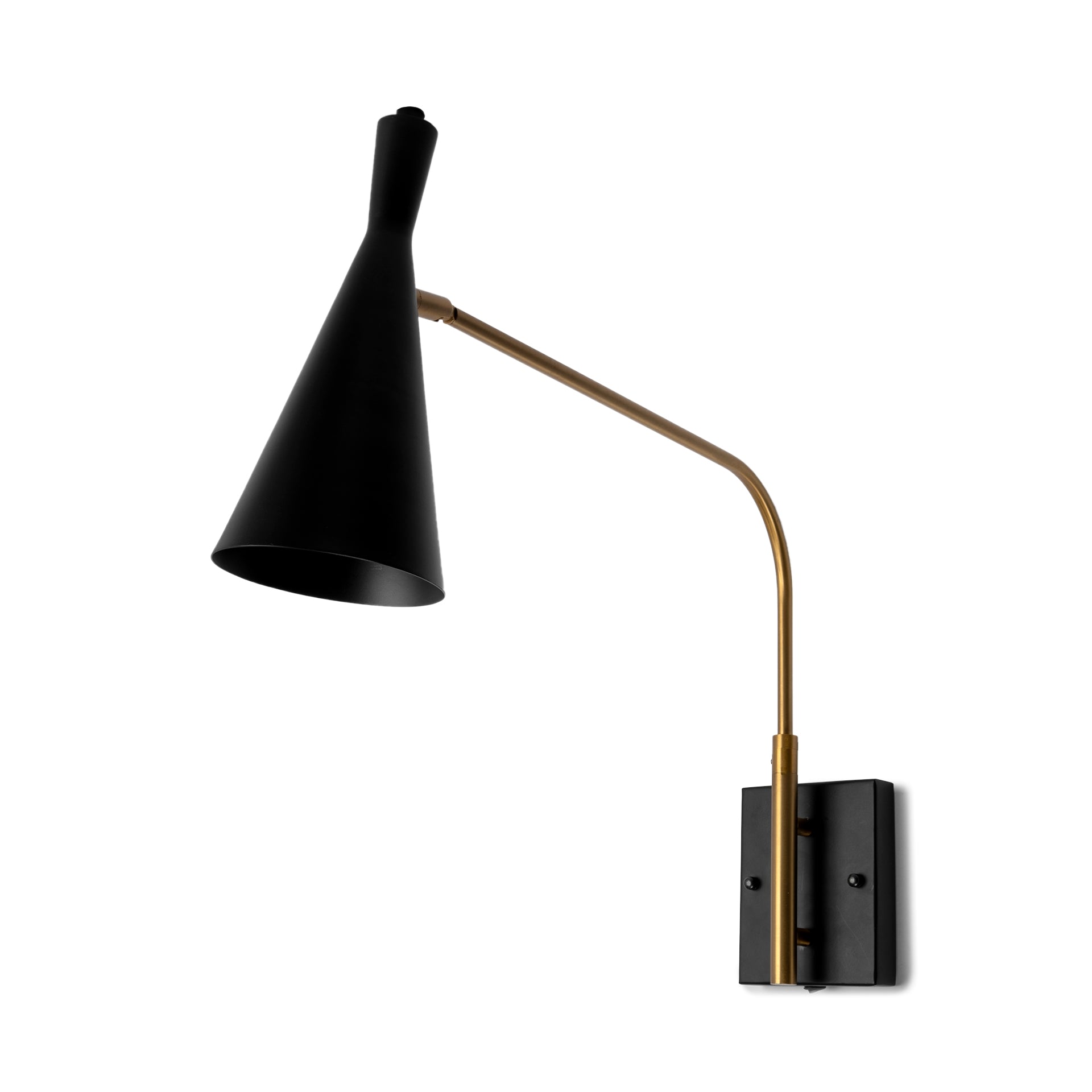 Tremont I Black with Gold Metal Conical Shade Wall Sconce