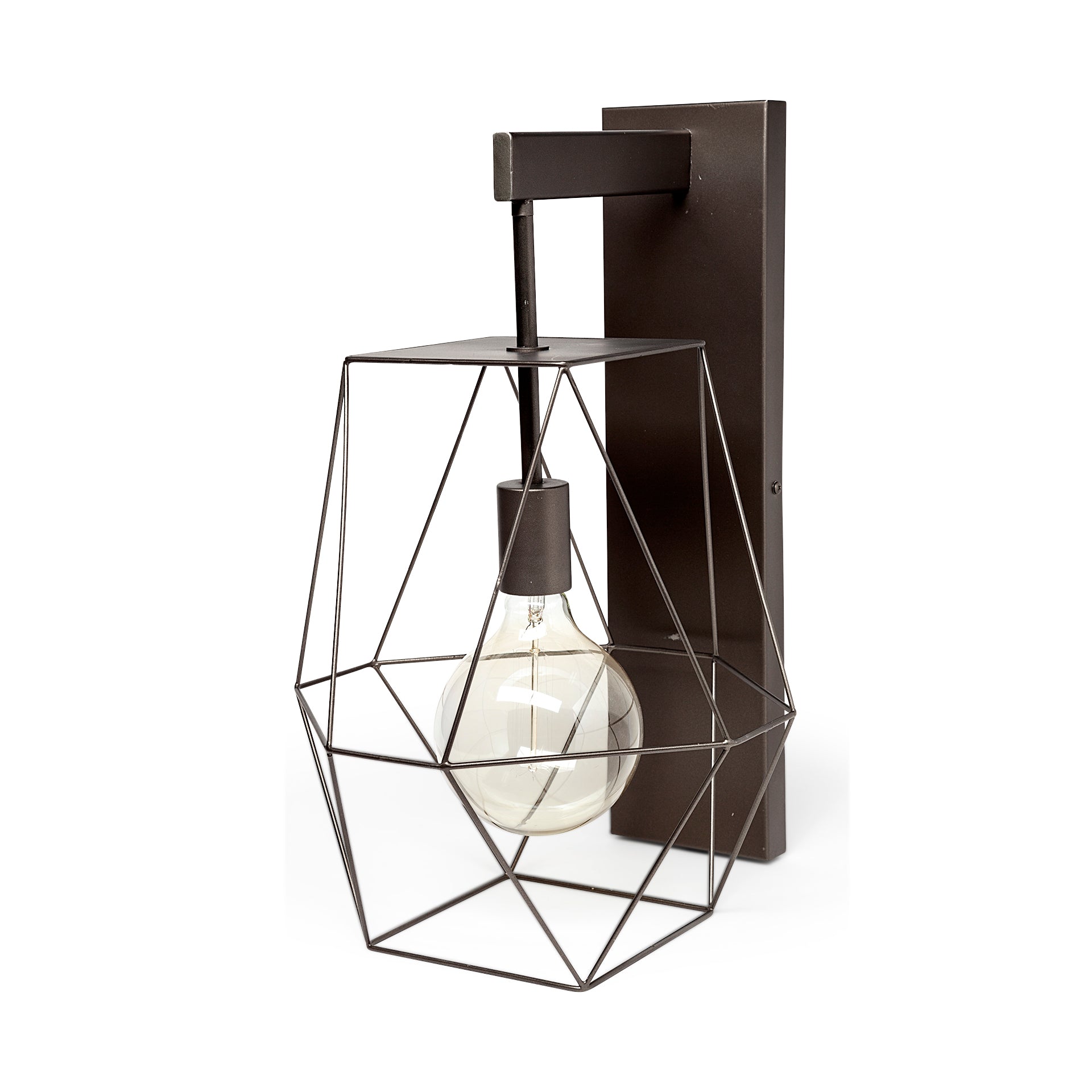 Cordova Gray Metal Hanging Bulb Caged Wall Sconce