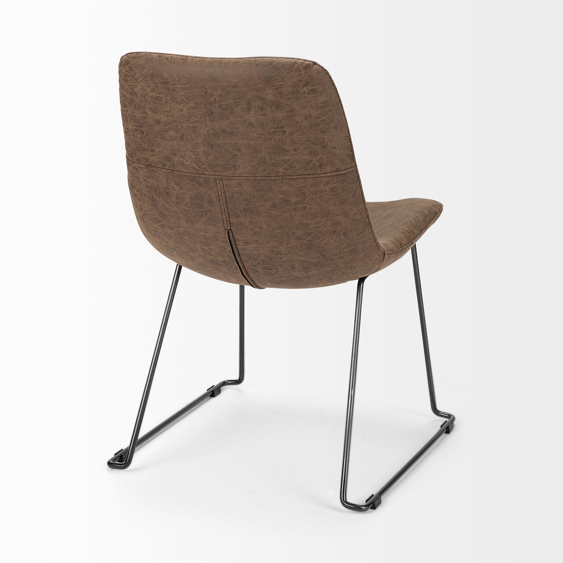 Sawyer I Brown Faux-Leather Seat Black Iron Frame Dining Chair