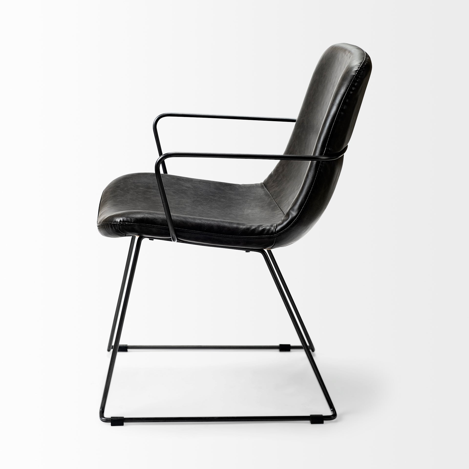Sawyer II Black Faux-Leather Seat Black Iron Frame Dining Chair