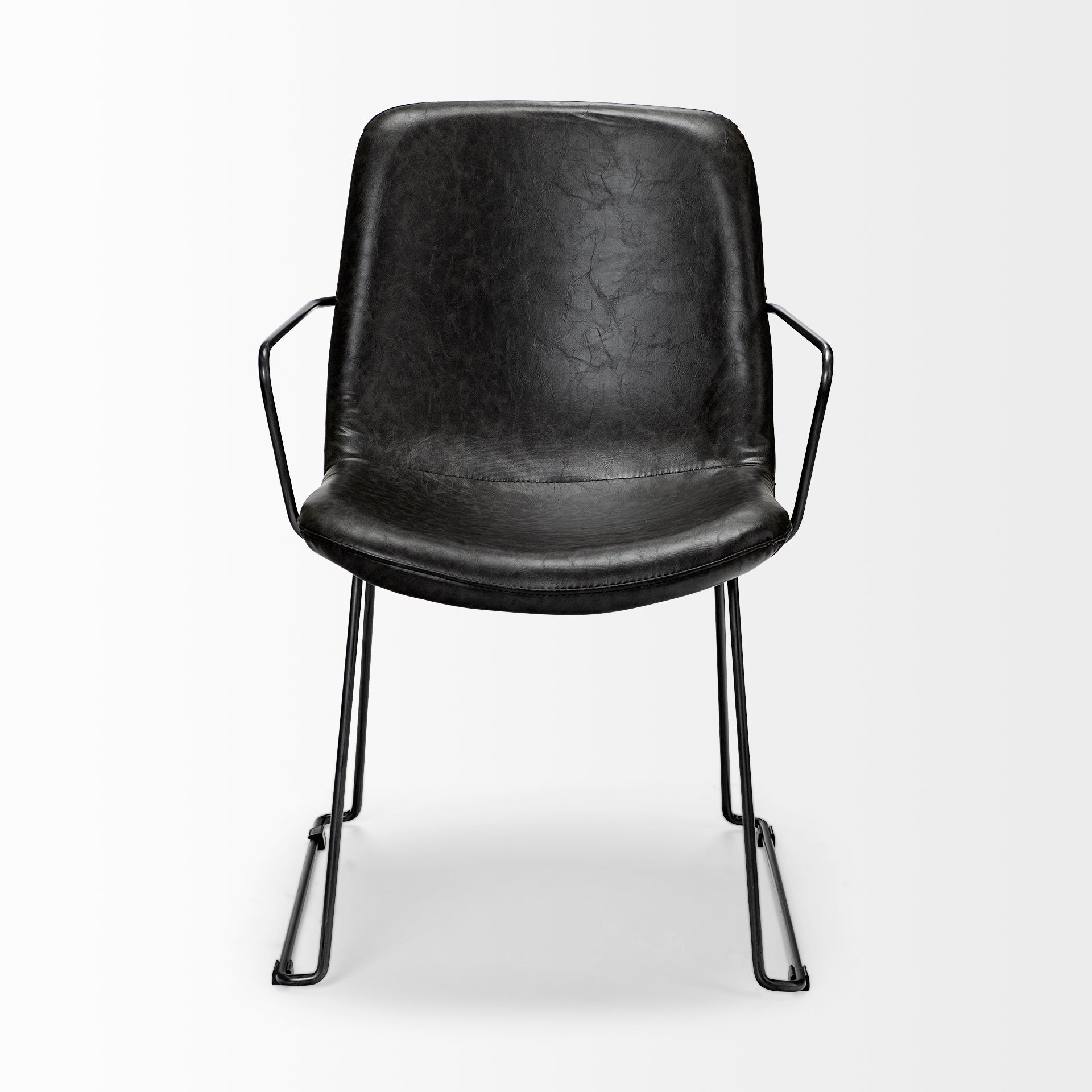 Sawyer II Black Faux-Leather Seat Black Iron Frame Dining Chair