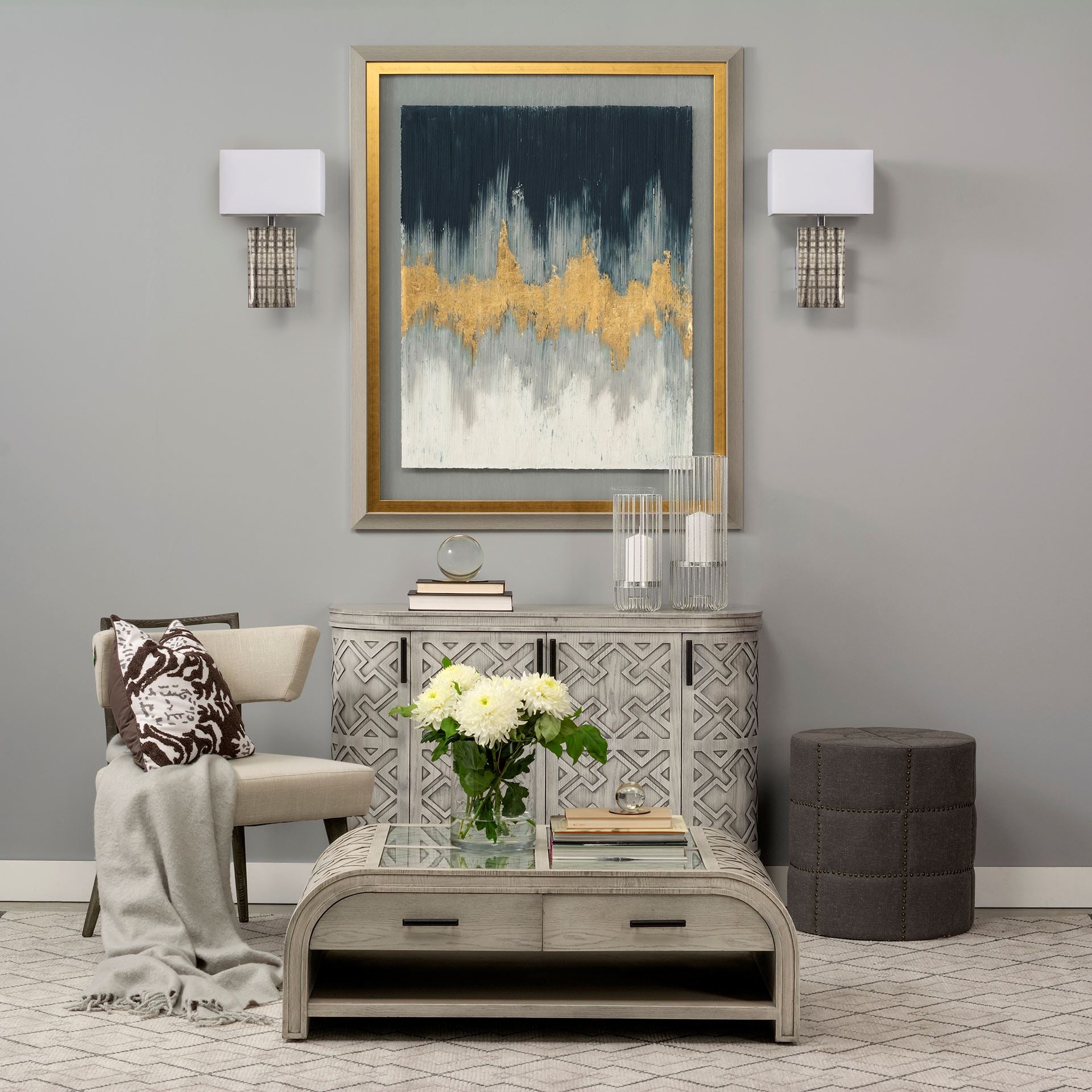 Arcadia II Silver Chrome Base White Rectangular Shade Wall Sconce