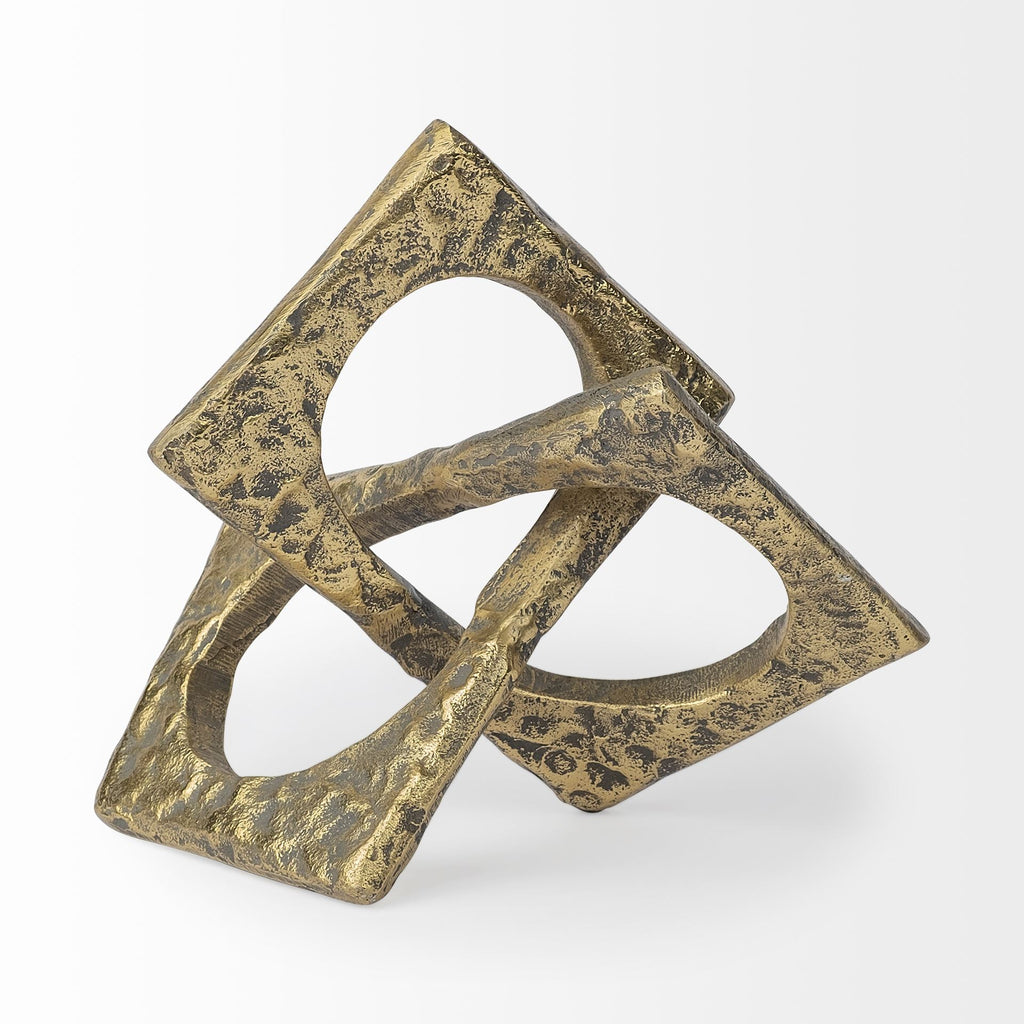 Delaunay Gold Hammered Metal Interlinked Patterned Object