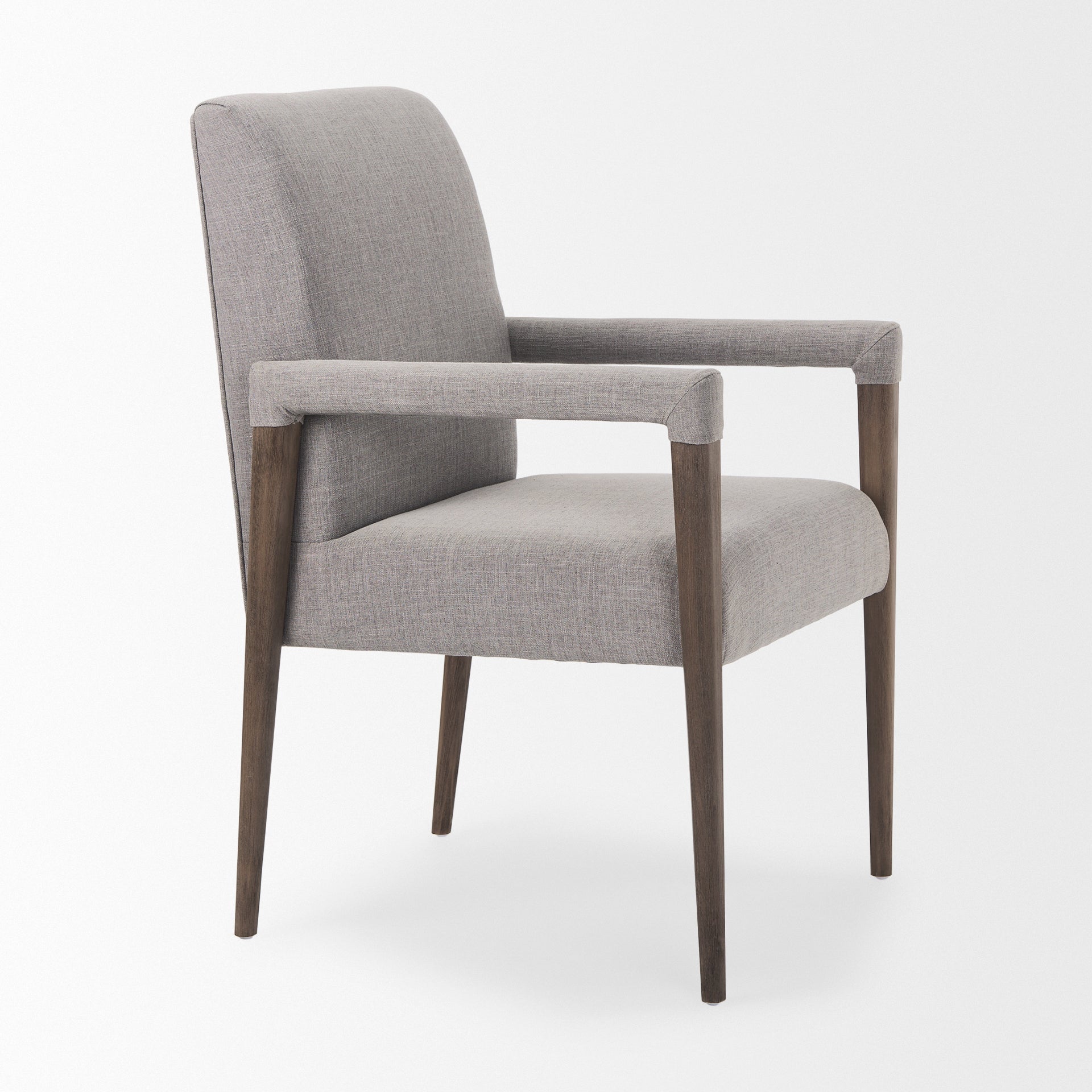 Palisades Grey Fabric Wrap Brown Wooden Frame Dining Chair