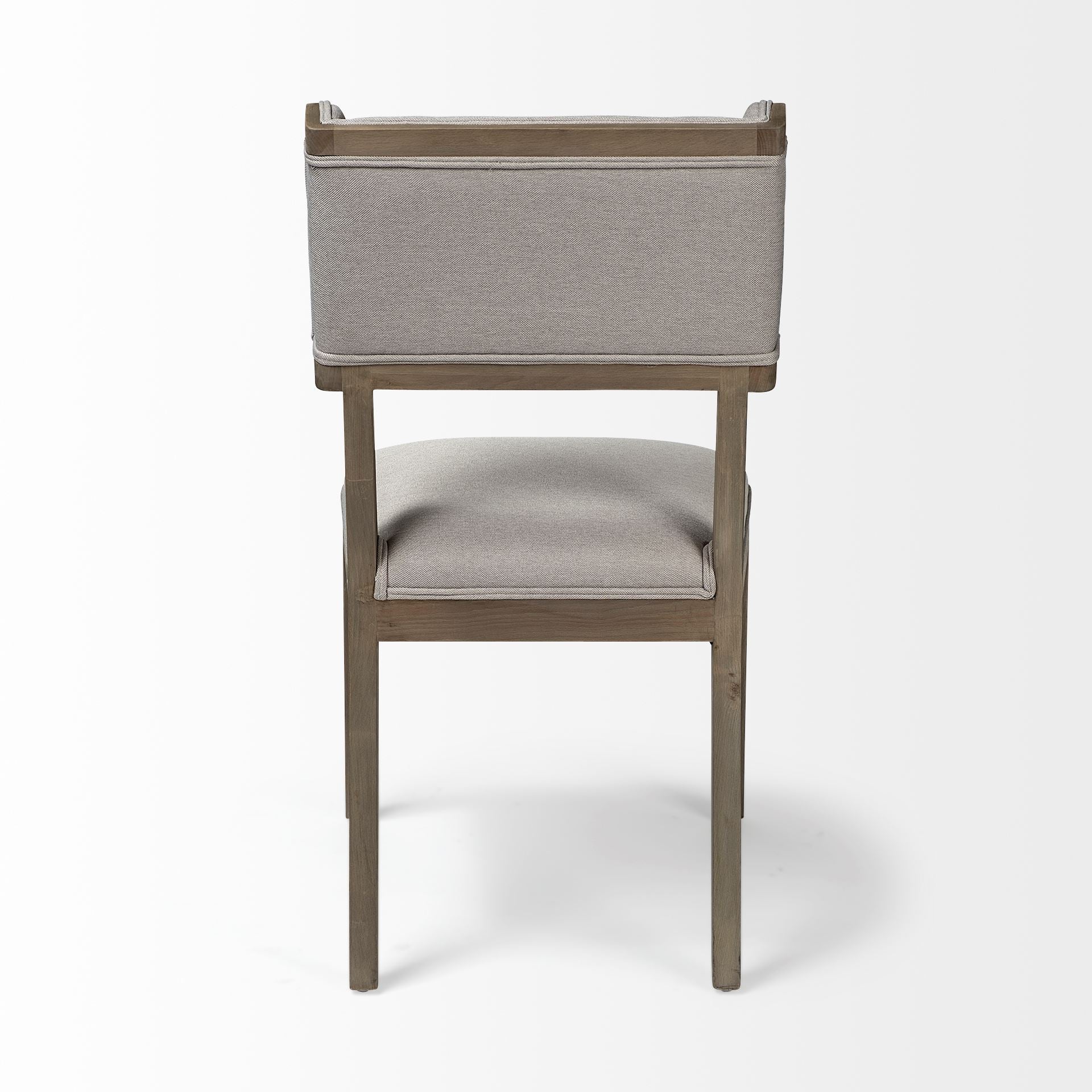 Tenton II Grey Fabric Seat Brown Wood Frame Dining Chair
