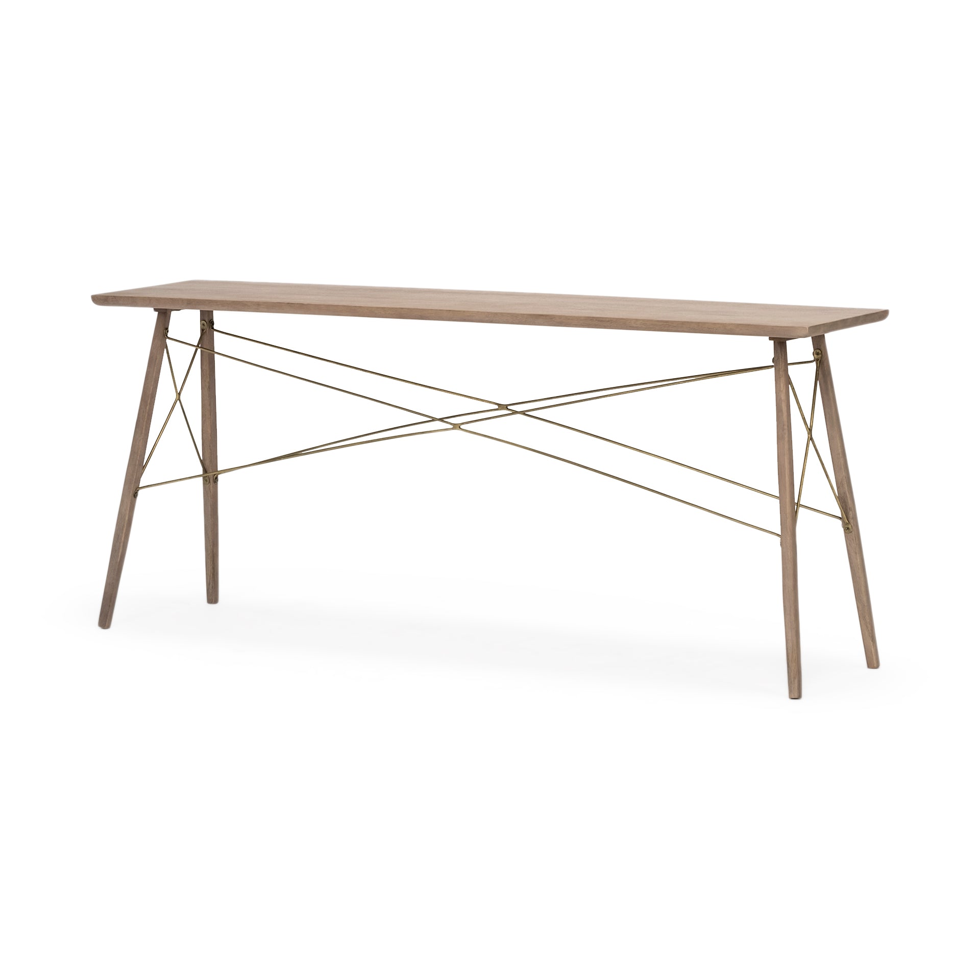 Kirby I Brown Wooden Cross Braced Console Table