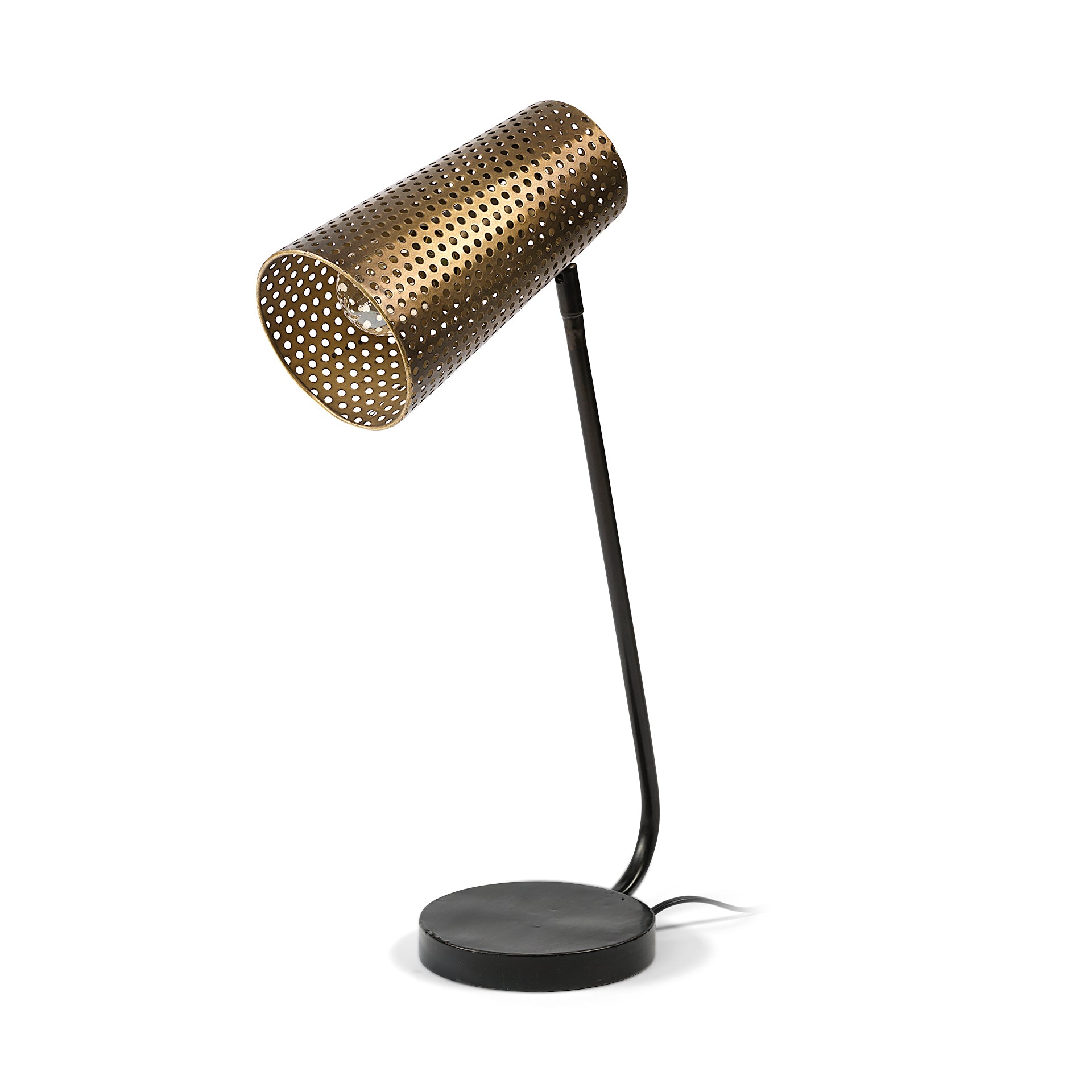 Wesley II Gold with Black Perforated Metal Shade Table Lamp
