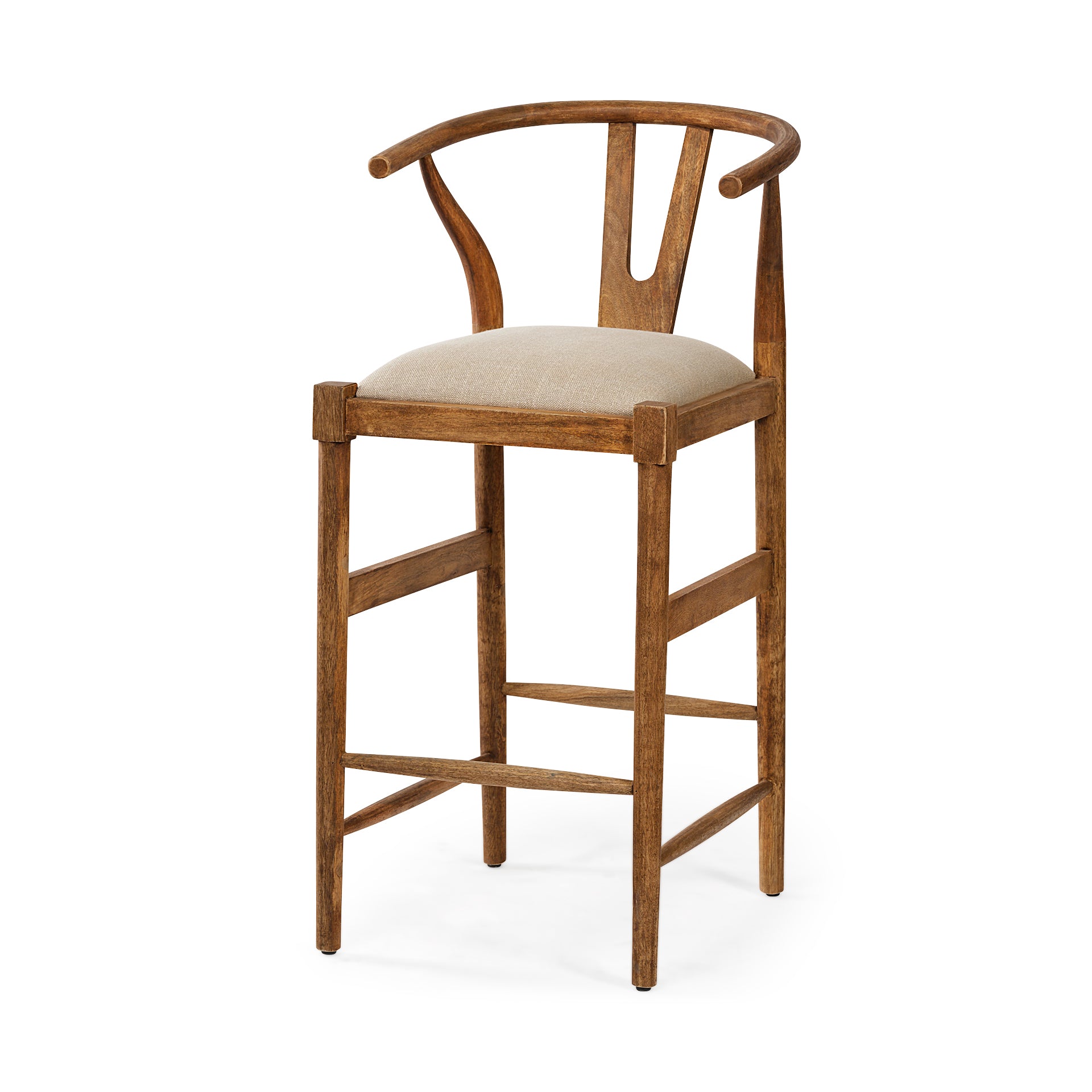 Trixie Cream Upholstered Seat Brown Wood Frame Bar Stool