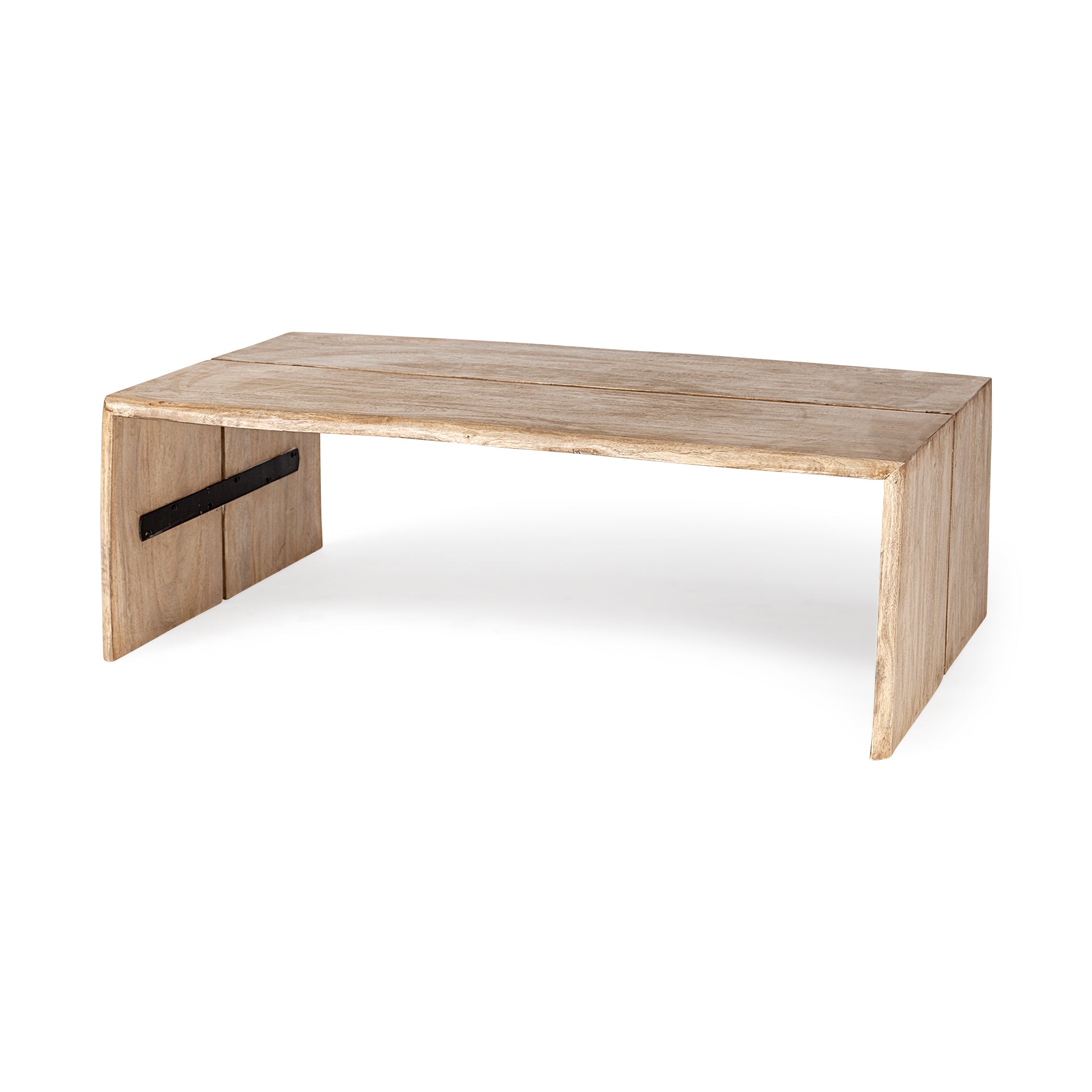 San Andreas Rectangular Brown Solid Wood Top and Base Coffee Table