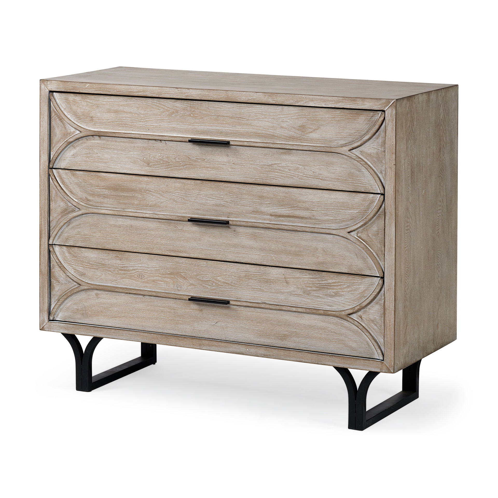 Genevieve I Light Brown Fir Veneer 3 Drawer Accent Cabinet