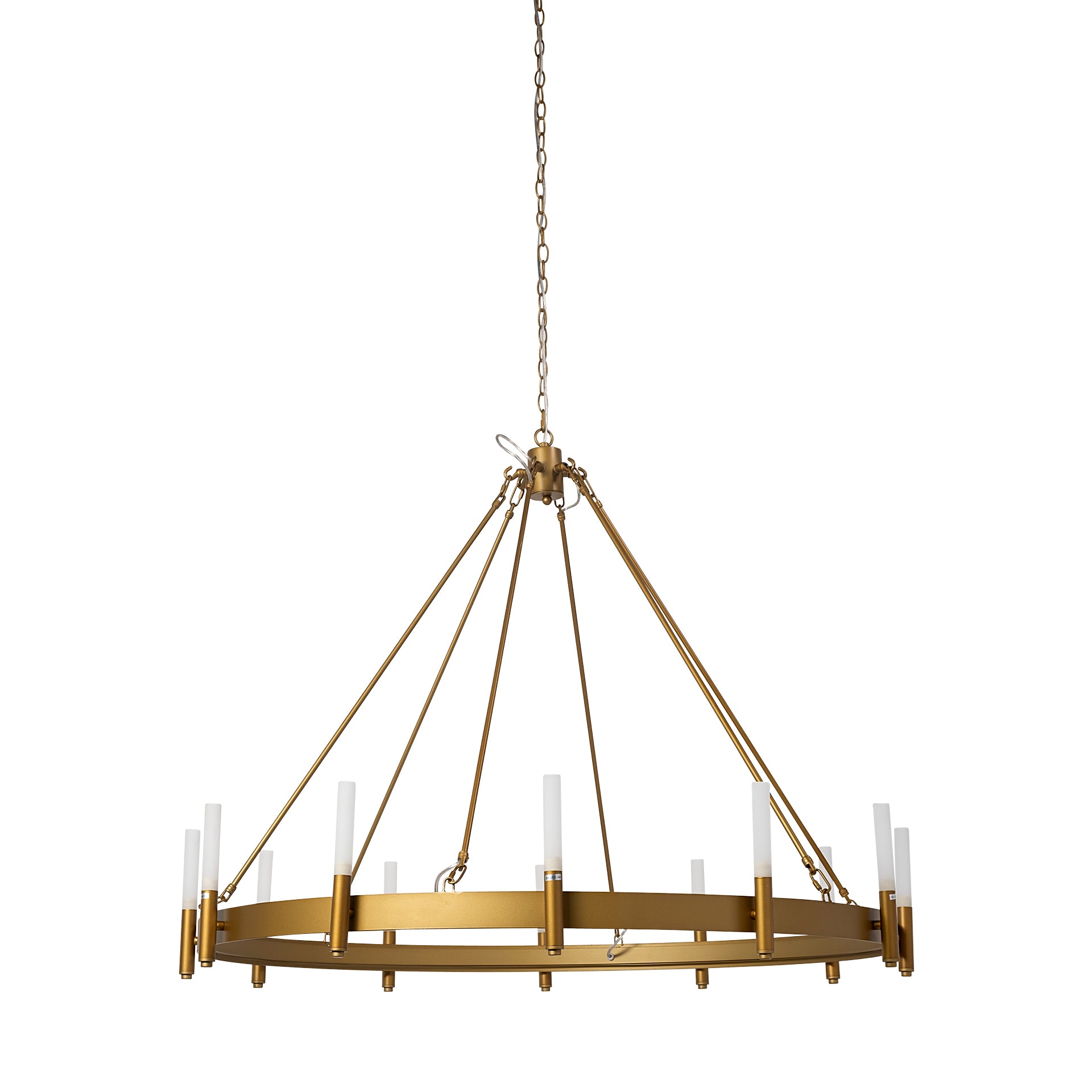 Decamp Metal Chassis Glass Tube Twelve Light Chandelier