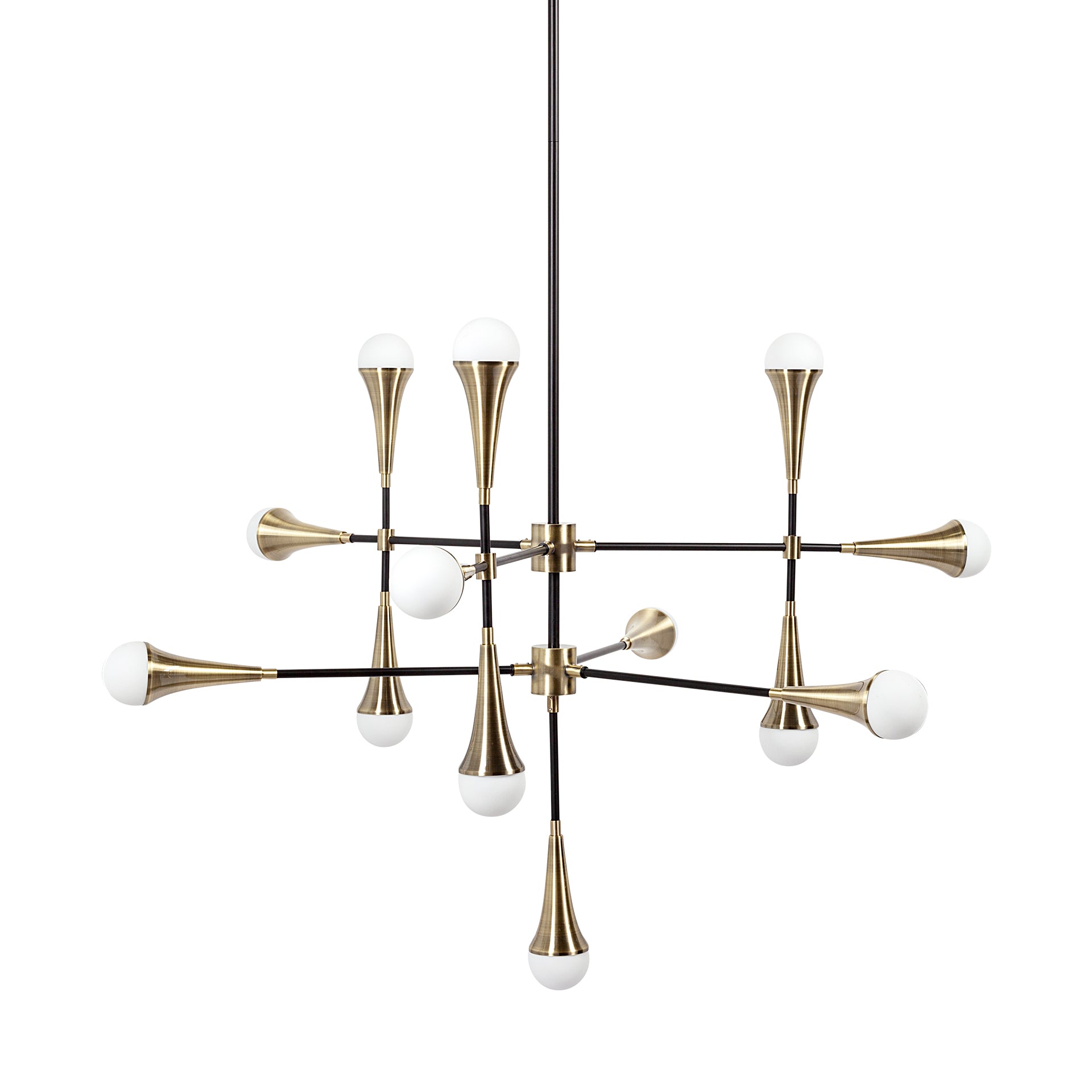 Decarlo II Black with Gold Metal Multi-Arm Thirteen Light Chandelier