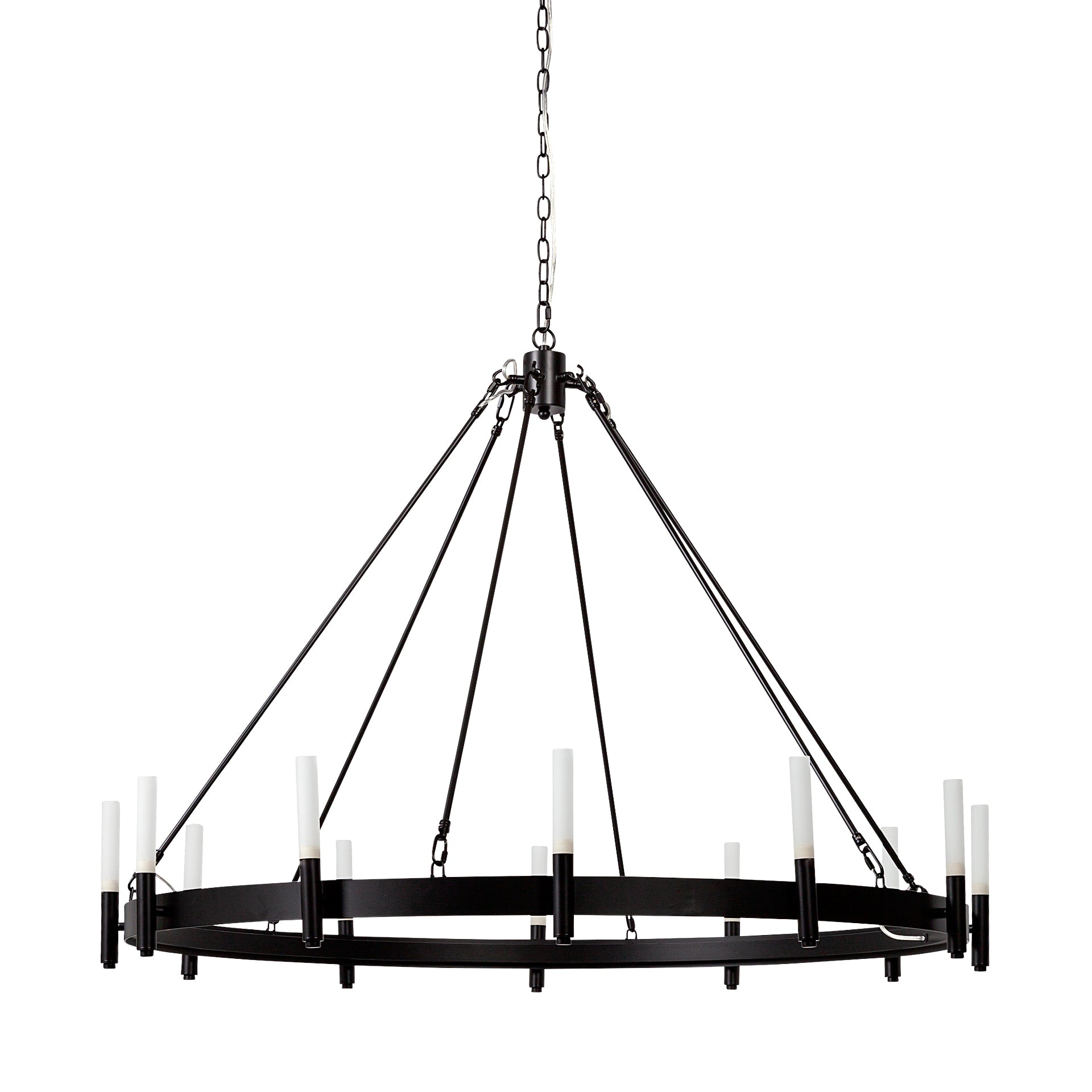 Decamp Metal Chassis Glass Tube Twelve Light Chandelier
