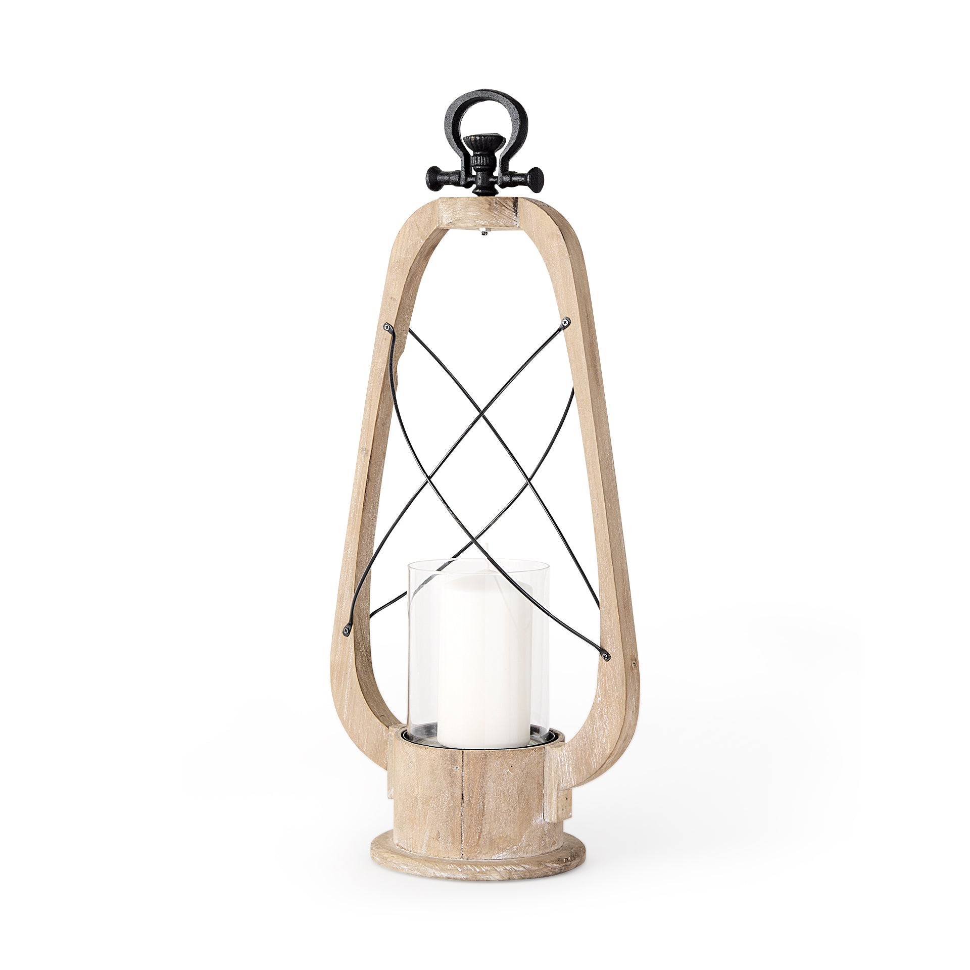 Zain Brown Wooden Vintage Inspired Candle Holder Lantern