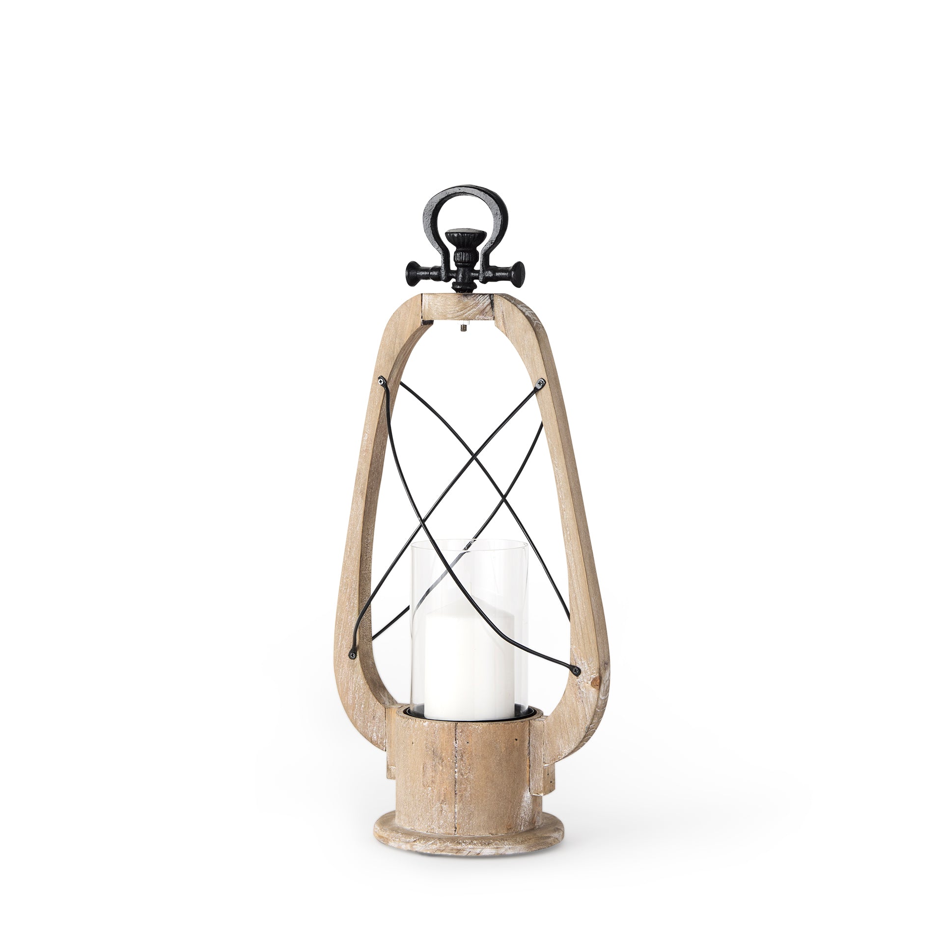 Zain Brown Wooden Vintage Inspired Candle Holder Lantern