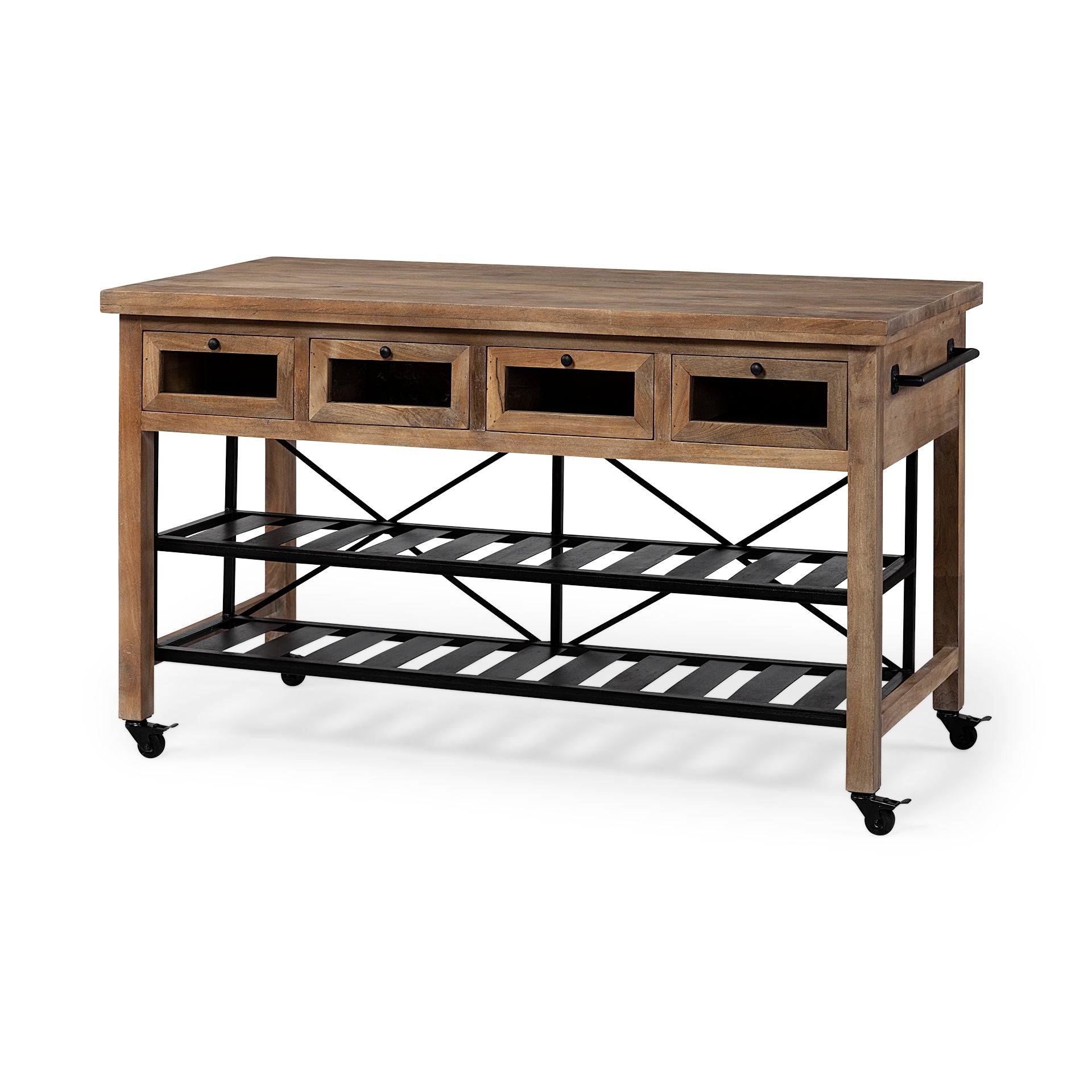 Stuart I Brown Solid Wood Top 2-Tier Black Metal Rolling Kitchen Island Kitchen Islands Mercana , Black Friday Sale Mercana Furniture Sale, Old Bones Co, Mid Century Furniture Sale, Four Hands Furniture, Black Friday Sale Stuart I Brown Solid Wood Top 2-Tier Black Metal Rolling Kitchen Island,Gus Sale, Perigold Stuart I Brown Solid Wood Top 2-Tier Black Metal Rolling Kitchen Island Kitchen Islands Black Friday Sale , Perigold Sale Stuart I Brown Solid Wood Top 2-Tier Black Metal Rolling Kitchen Island,Stuar