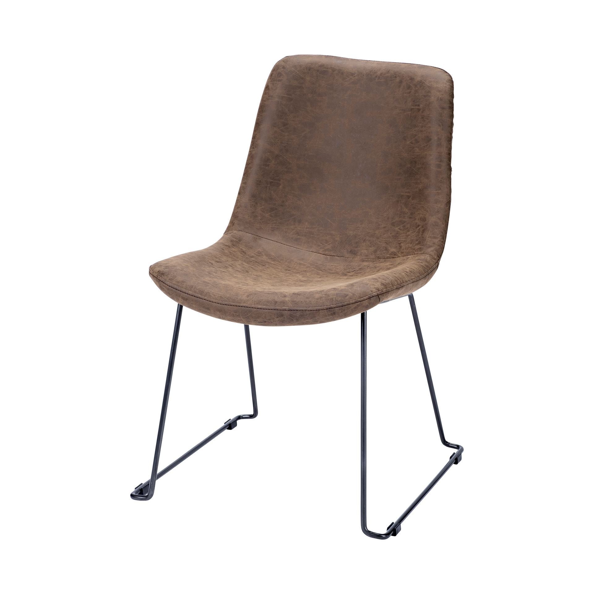Sawyer I Brown Faux-Leather Seat Black Iron Frame Dining Chair
