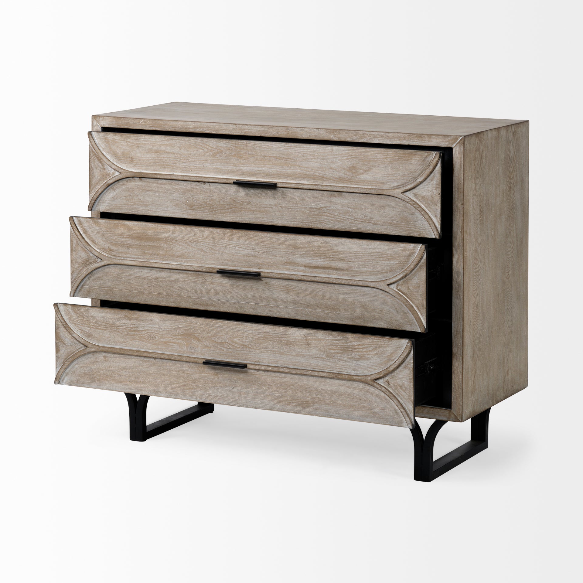 Genevieve I Light Brown Fir Veneer 3 Drawer Accent Cabinet