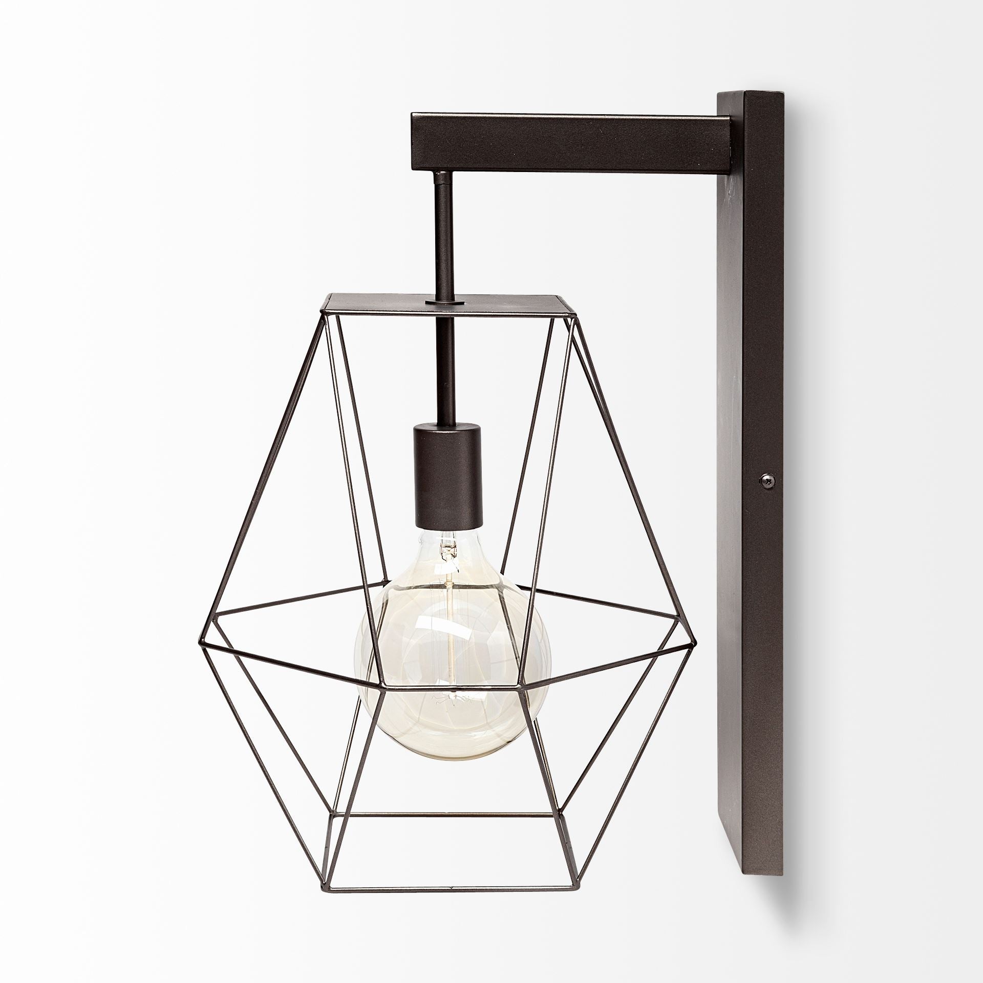 Cordova Gray Metal Hanging Bulb Caged Wall Sconce