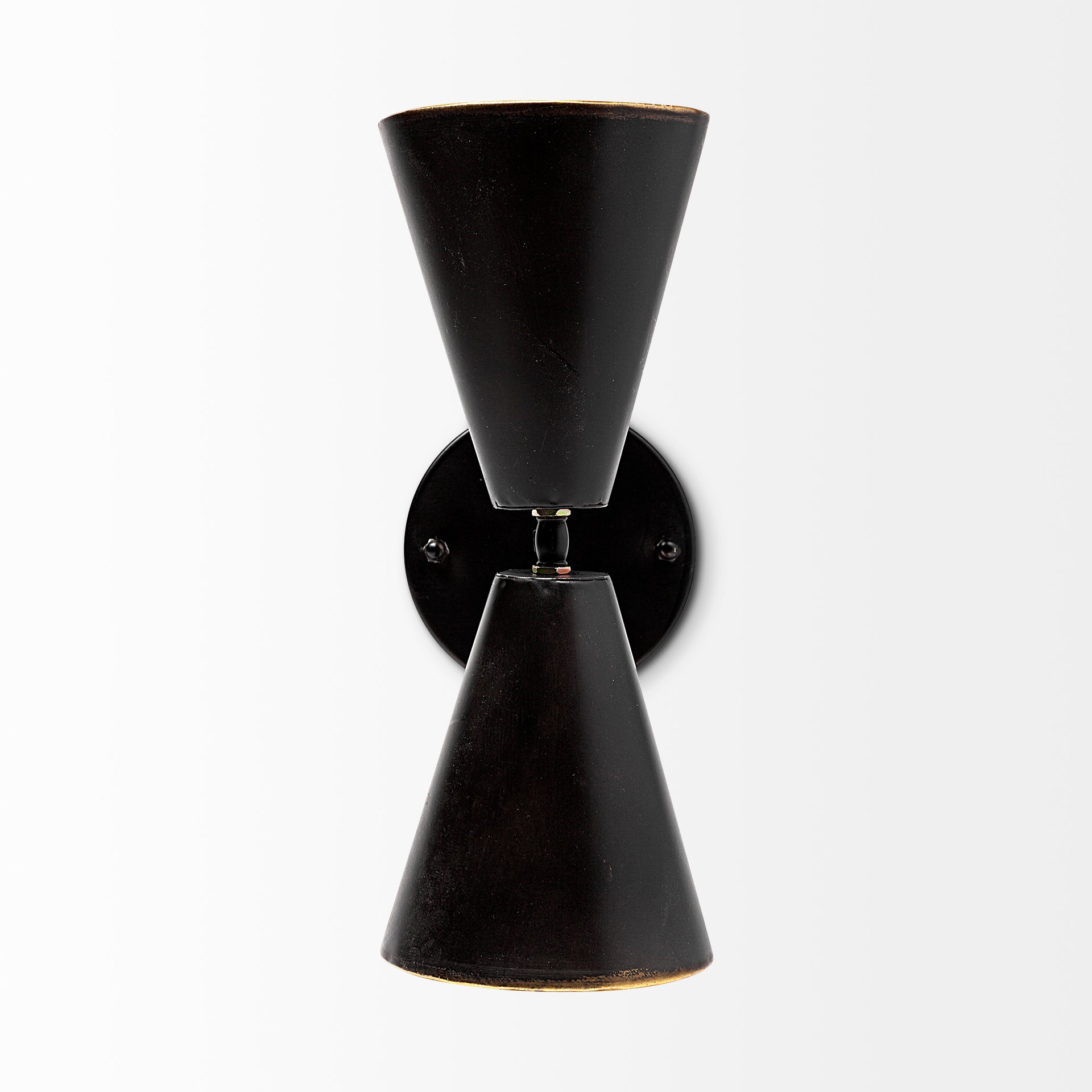 Eris II Black Metal with Gold Accent Double-Cone Wall Sconce