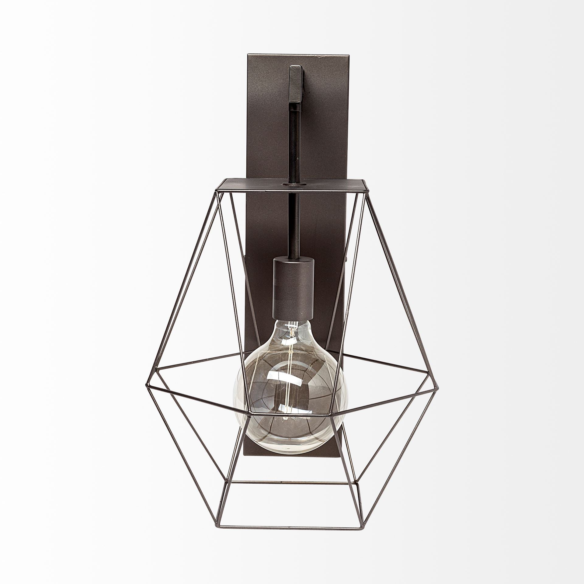 Cordova Gray Metal Hanging Bulb Caged Wall Sconce