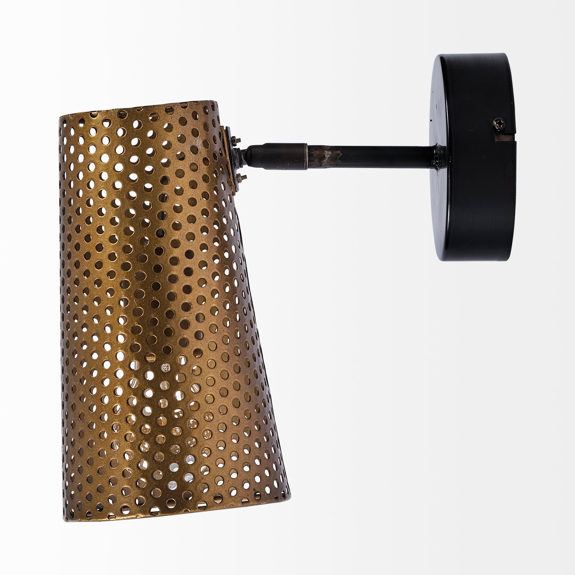 Wesley I Gold Toned Perforated Metal Cone Wall Sconce