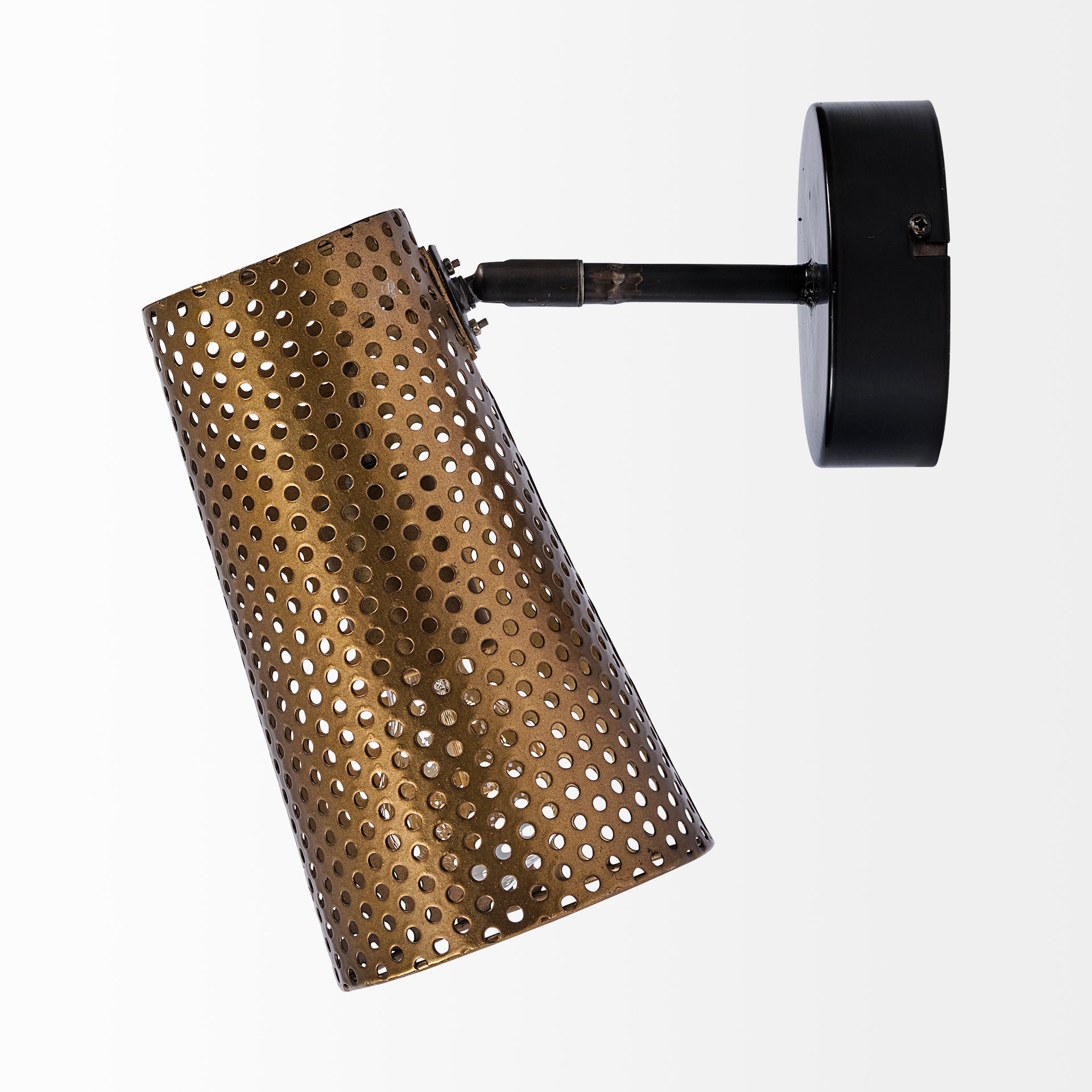 Wesley I Gold Toned Perforated Metal Cone Wall Sconce
