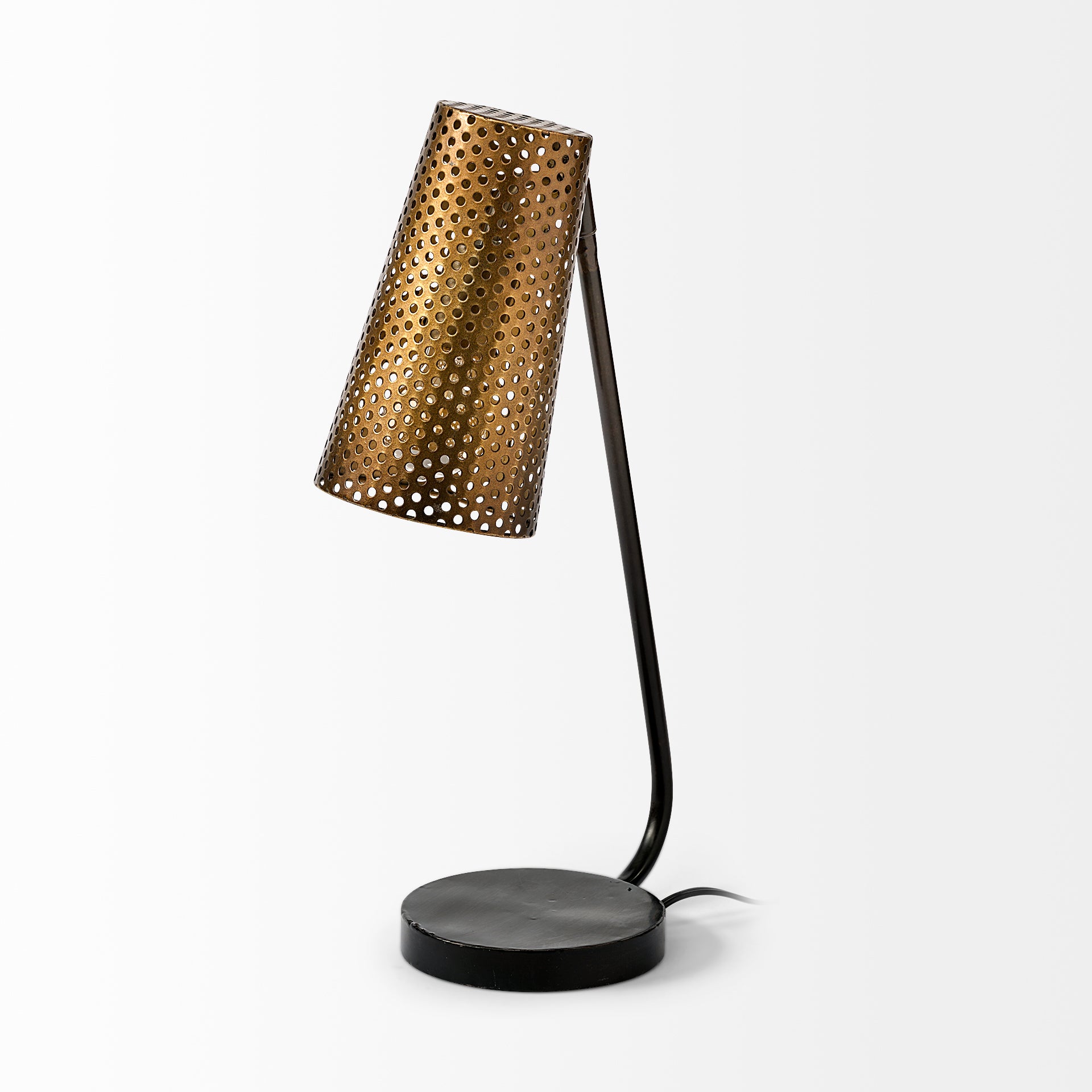 Wesley II Gold with Black Perforated Metal Shade Table Lamp