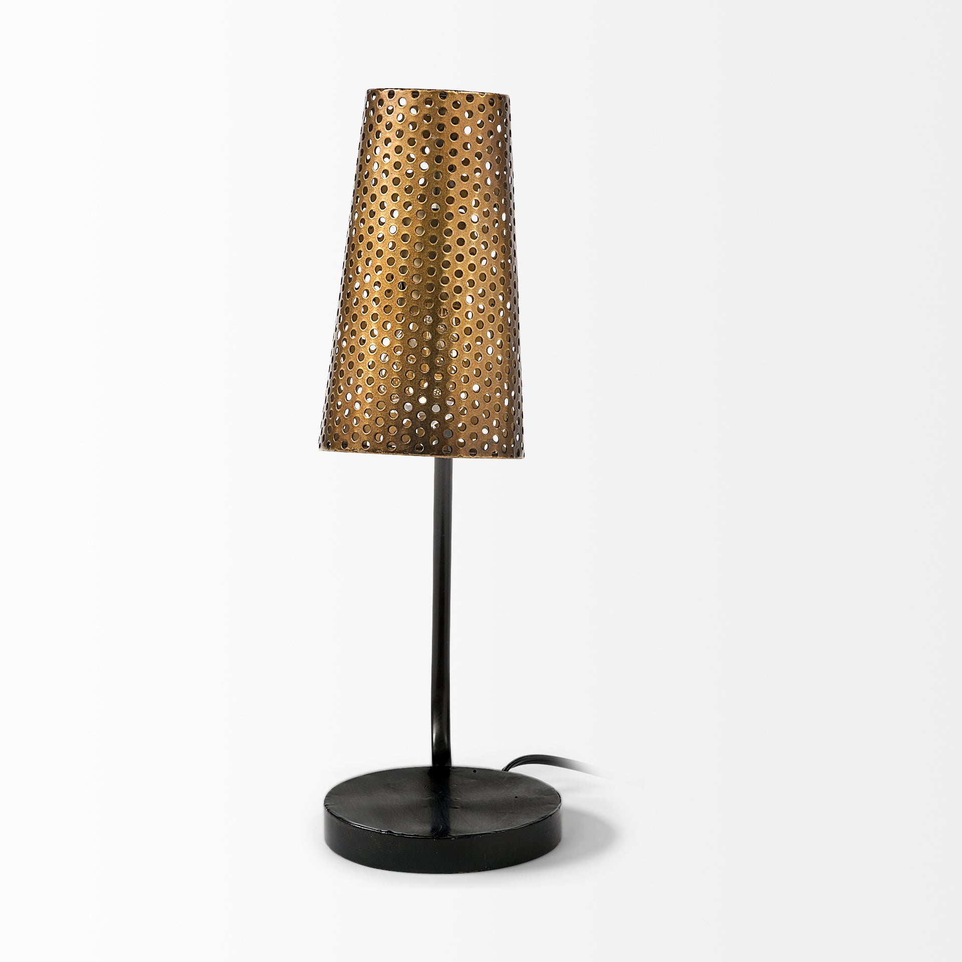 Wesley II Gold with Black Perforated Metal Shade Table Lamp