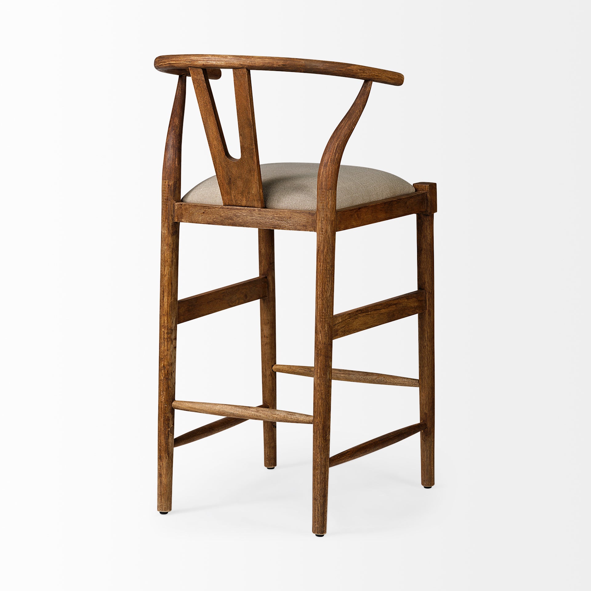 Trixie Cream Upholstered Seat Brown Wood Frame Bar Stool