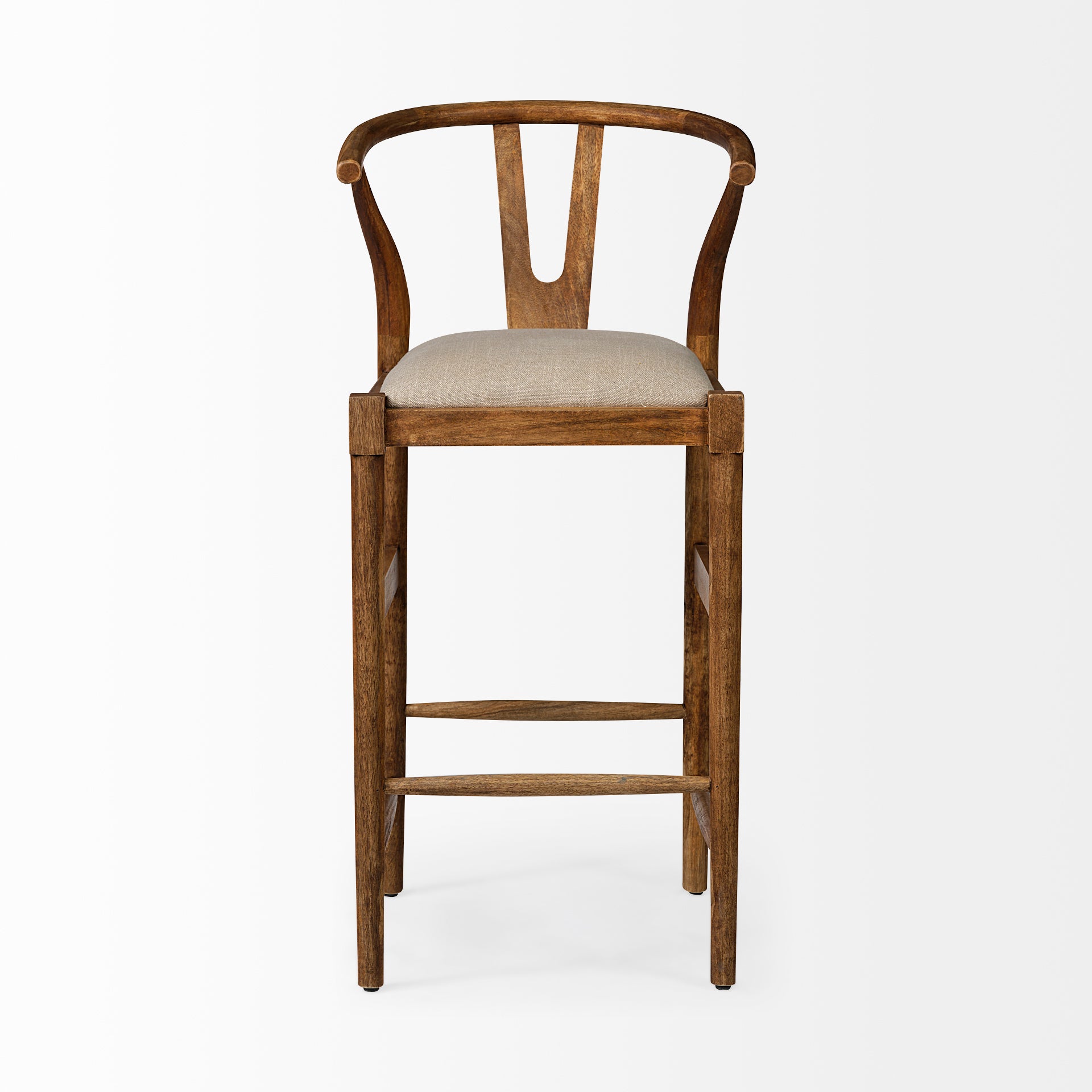Trixie Cream Upholstered Seat Brown Wood Frame Bar Stool