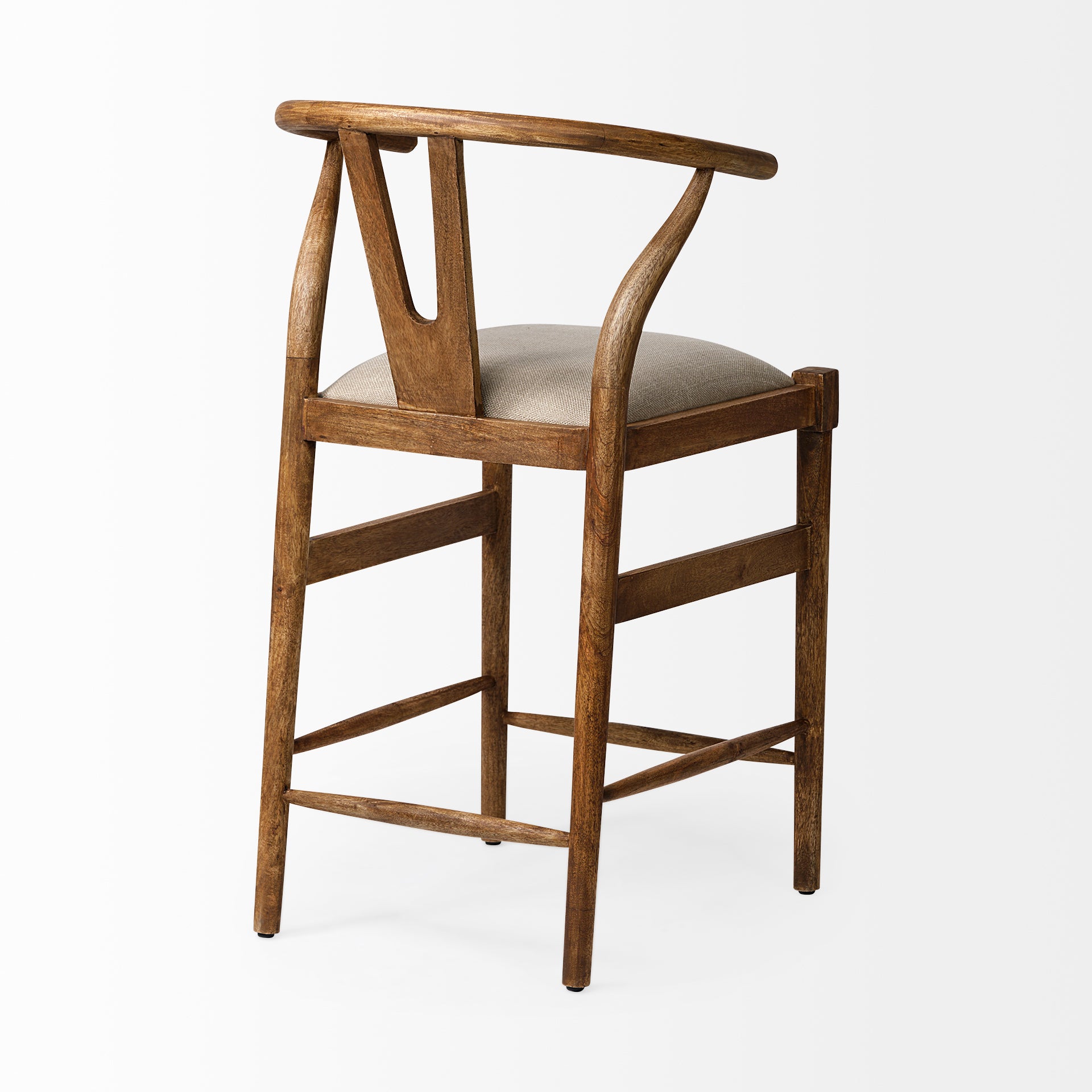 Trixie Cream Upholstered Seat Brown Wood Frame Counter Stool