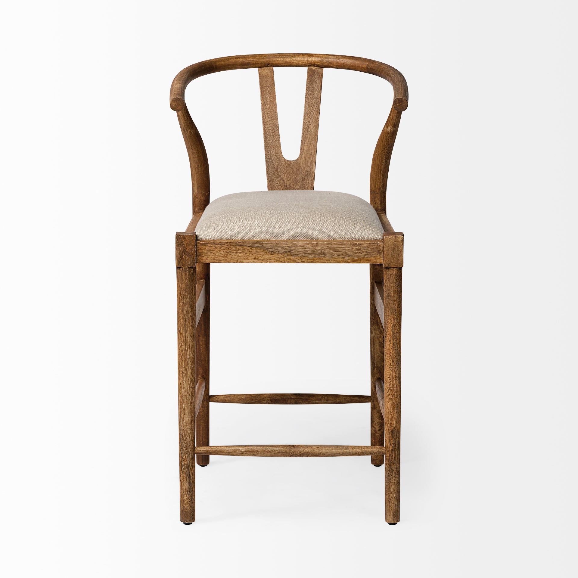 Trixie Cream Upholstered Seat Brown Wood Frame Counter Stool